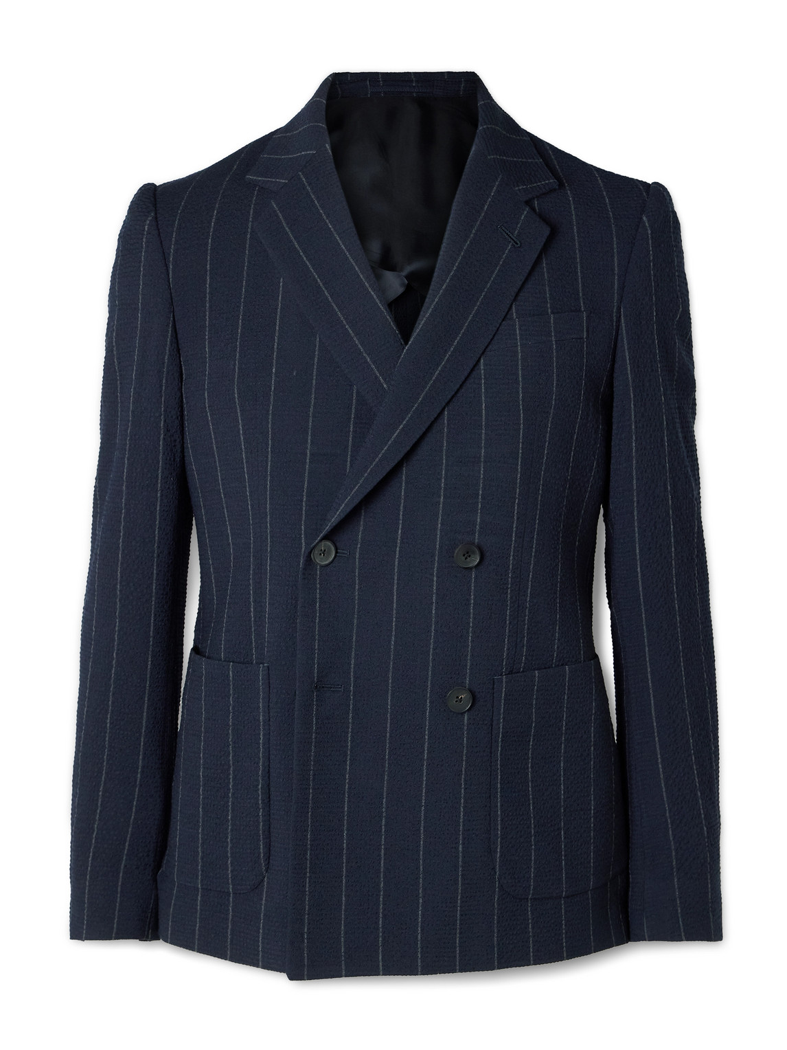 Slim-Fit Pinstriped Wool-Blend Seersucker Suit Jacket