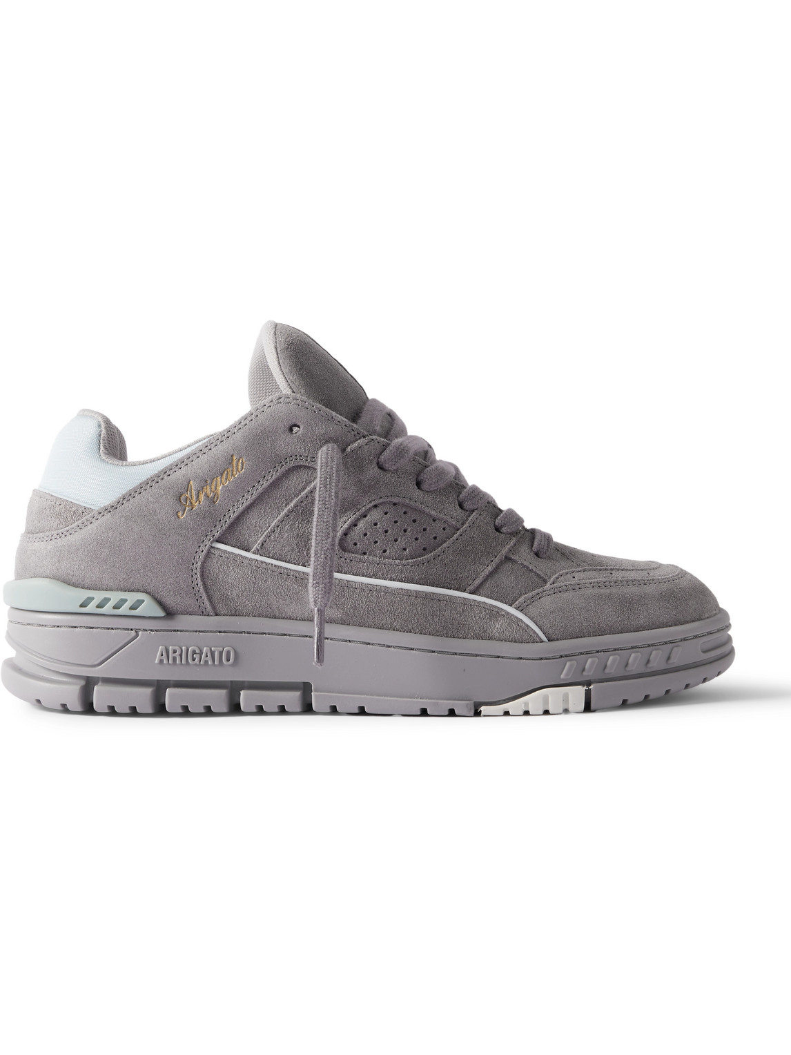 Axel Arigato Area Lo Leather-trimmed Suede Sneakers In Gray