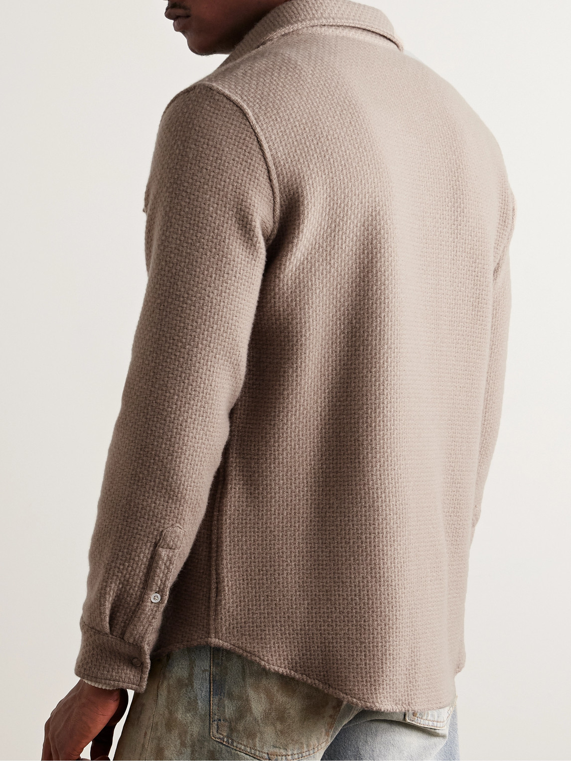 God's True Cashmere Waffle-knit Cashmere Shirt In Brown