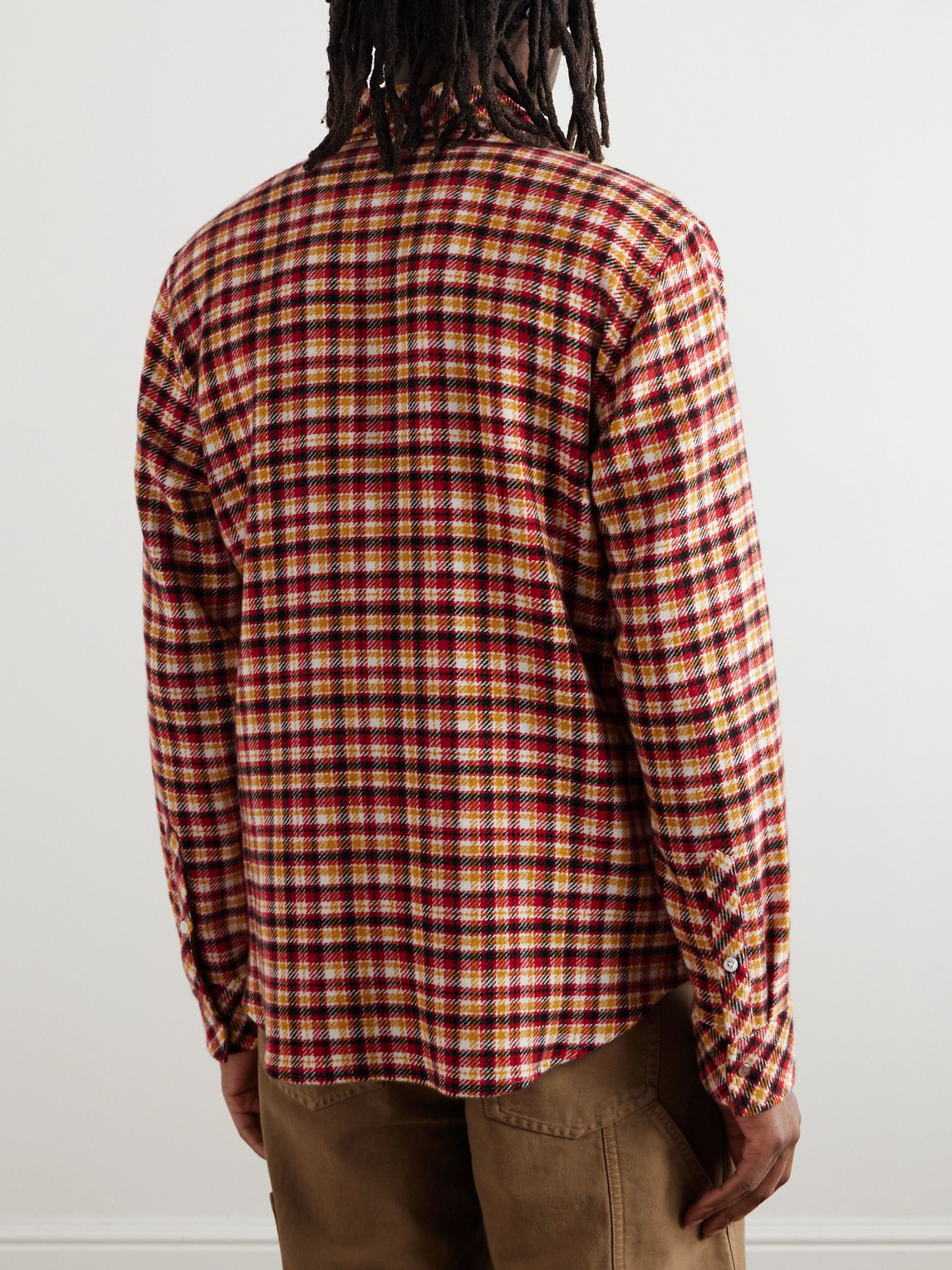  God's True Cashmere - Time Checked Cashmere Shirt - Men - Orange - S 