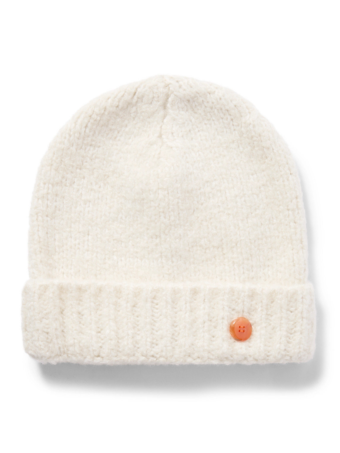 God's True Cashmere Wind Ribbed Button-embellished Cashmere Beanie In White