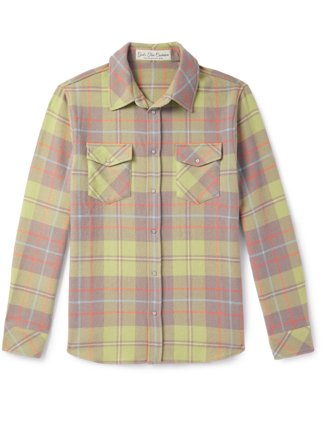 God's True Cashmere Earth Checked Cashmere Shirt In Green