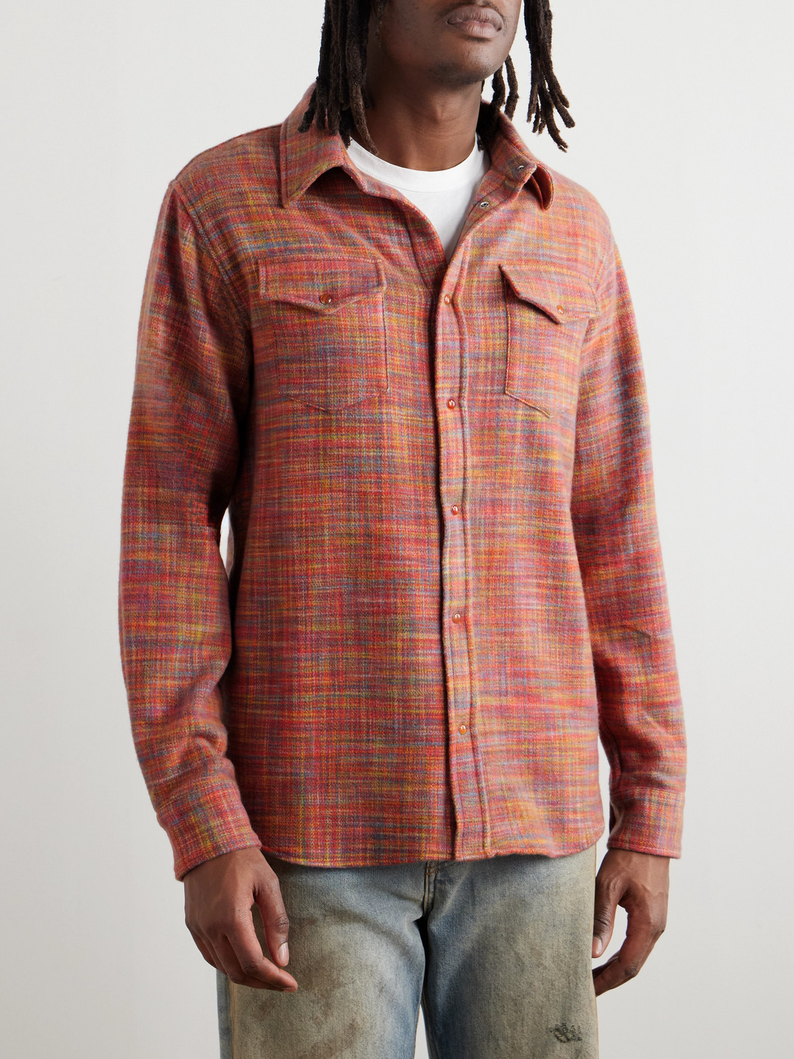 Flower Space-Dyed Cashmere Shirt