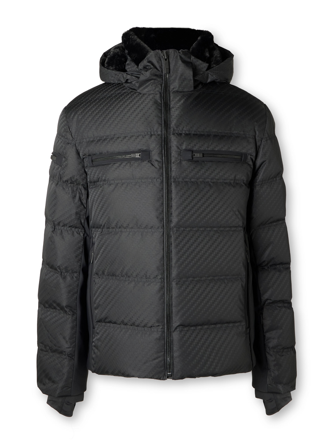 Berlioz Carbone Faux Fur-Lined Quilted Shell-Jacquard Hooded Down Ski Jacket