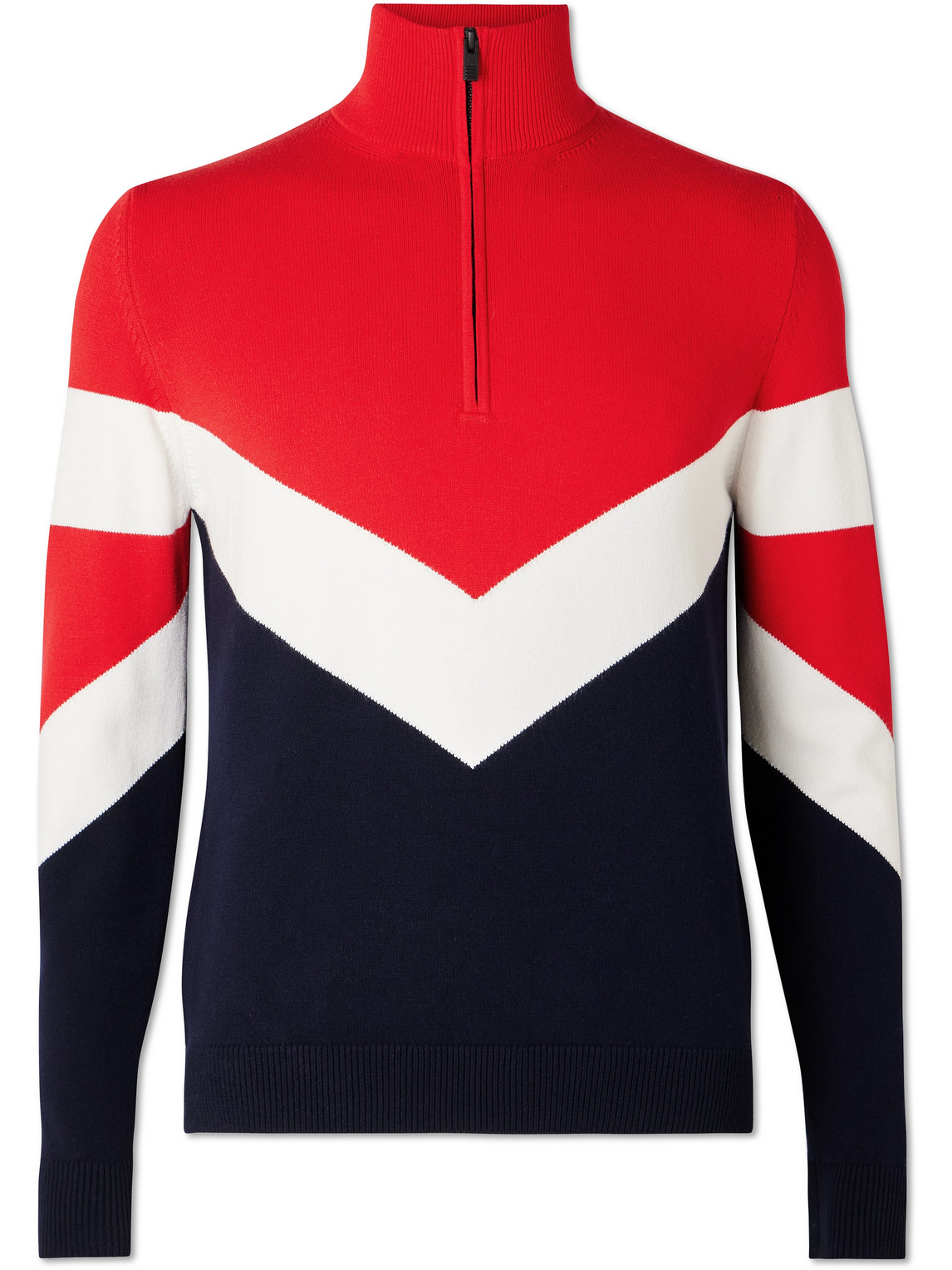 Donovan Striped Knitted Half-Zip Sweater