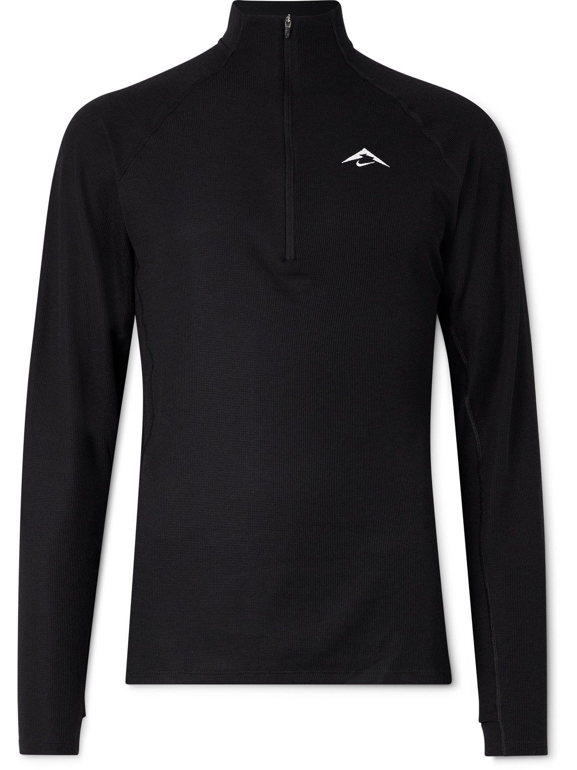 Slim-Fit Logo-Embroidered Waffle-Knit Dri-FIT Half-Zip Top