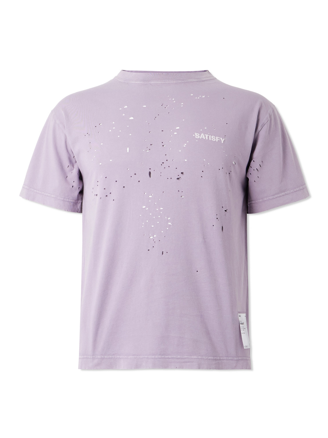 Satisfy Logo-print Distressed Mothtech™ Cotton-jersey T-shirt In Purple