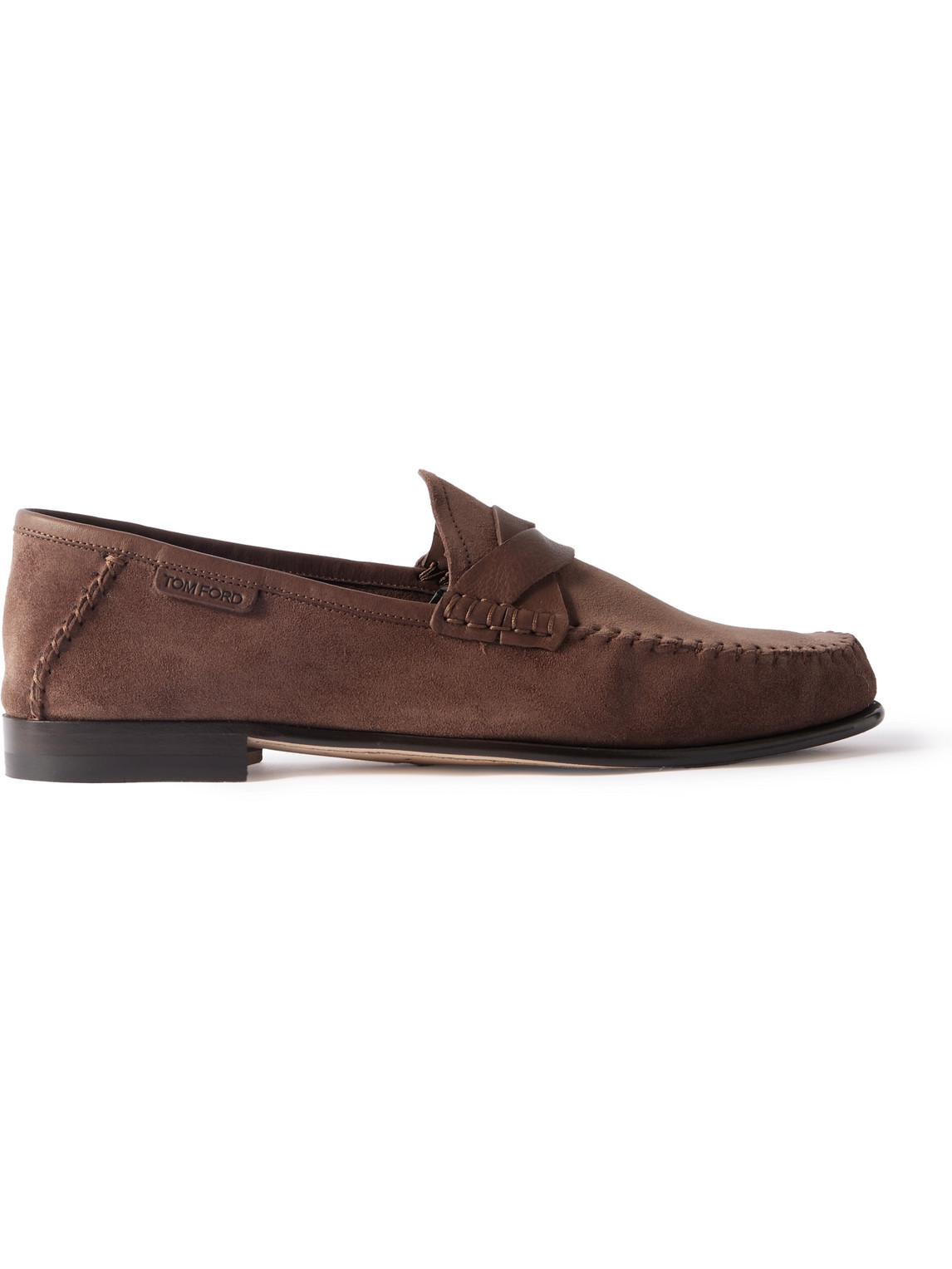 Tom Ford Ripley Leather-trimmed Suede Loafers In Brown