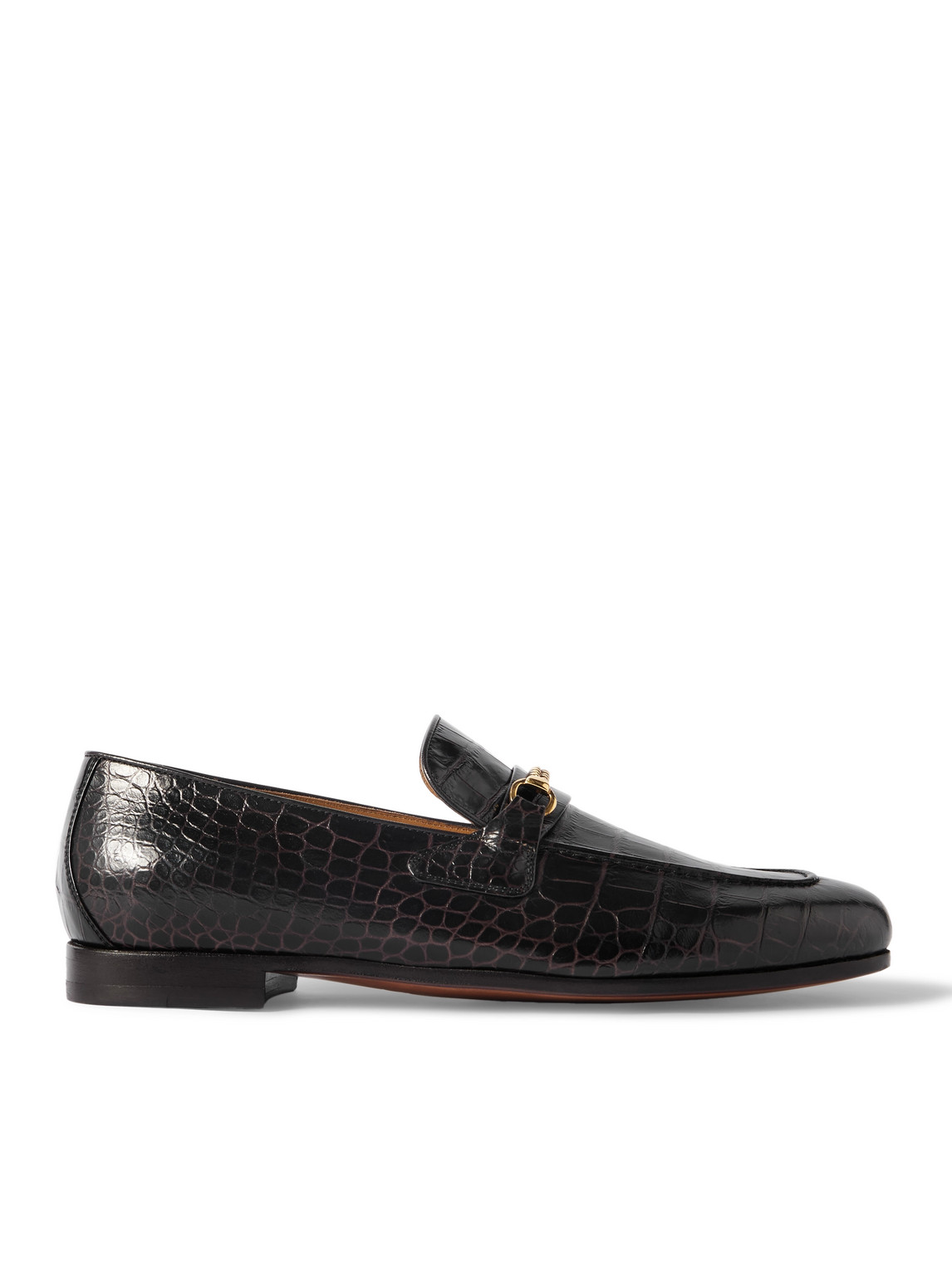 Tom Ford Gigi Embellished Croc-effect Leather Loafers In Brown