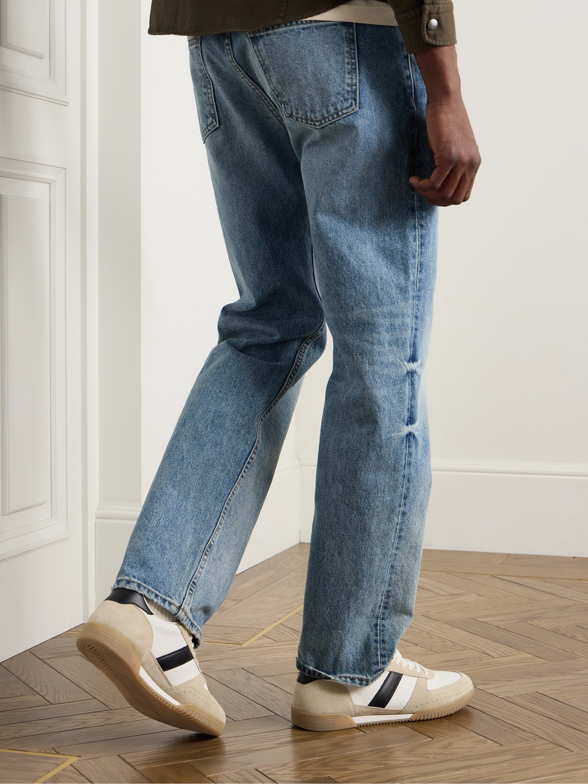 Tom Ford Terence Leather And Suede Sneakers In Neutrals