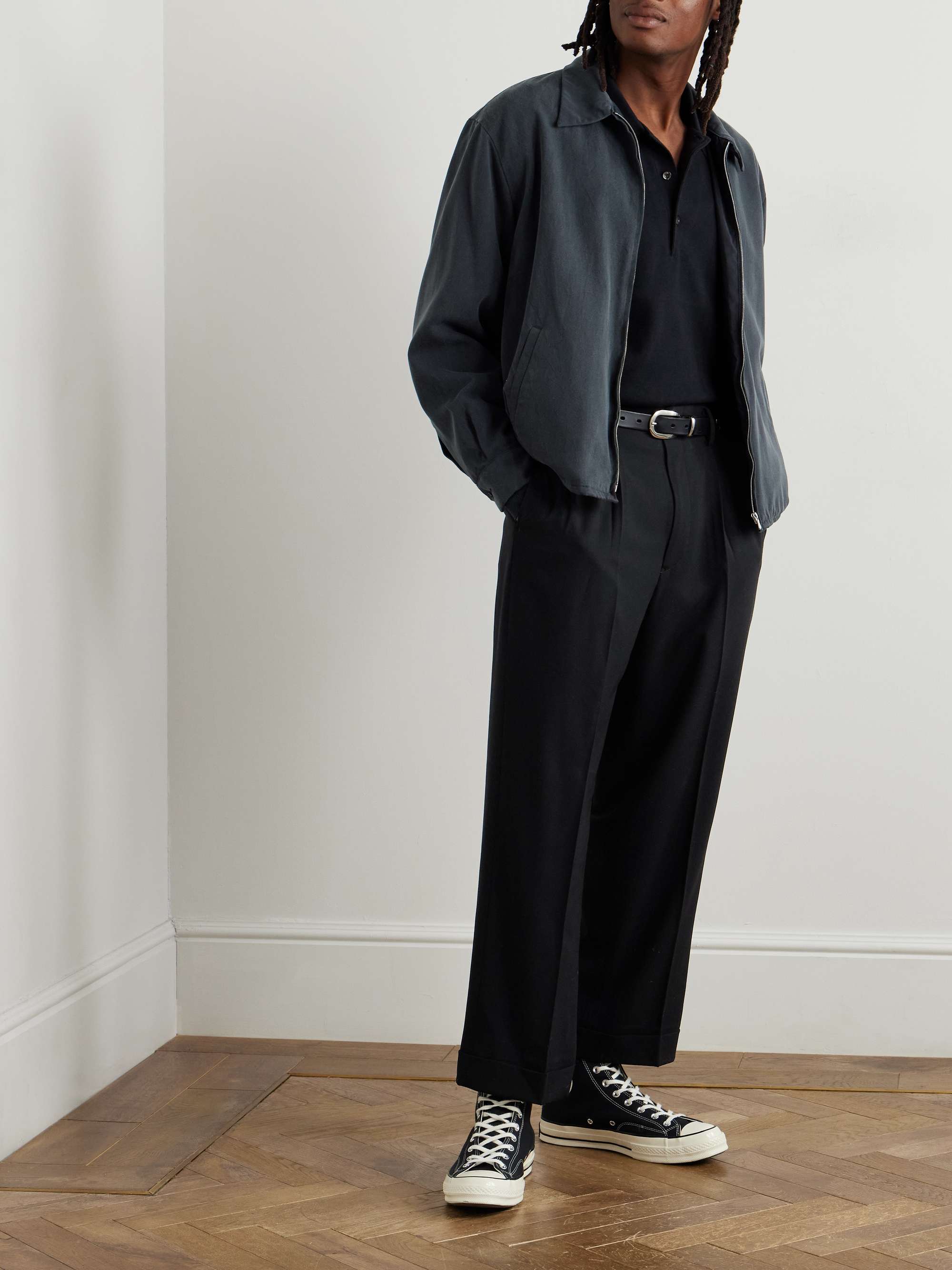 A.PRESSE Straight-Leg Pleated Wool-Gabardine Trousers for A.PRESSE Straight-Leg Pleated Wool-Gabardine Trousers for