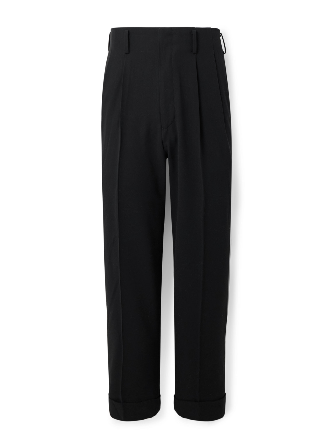 Straight-Leg Pleated Wool-Gabardine Trousers