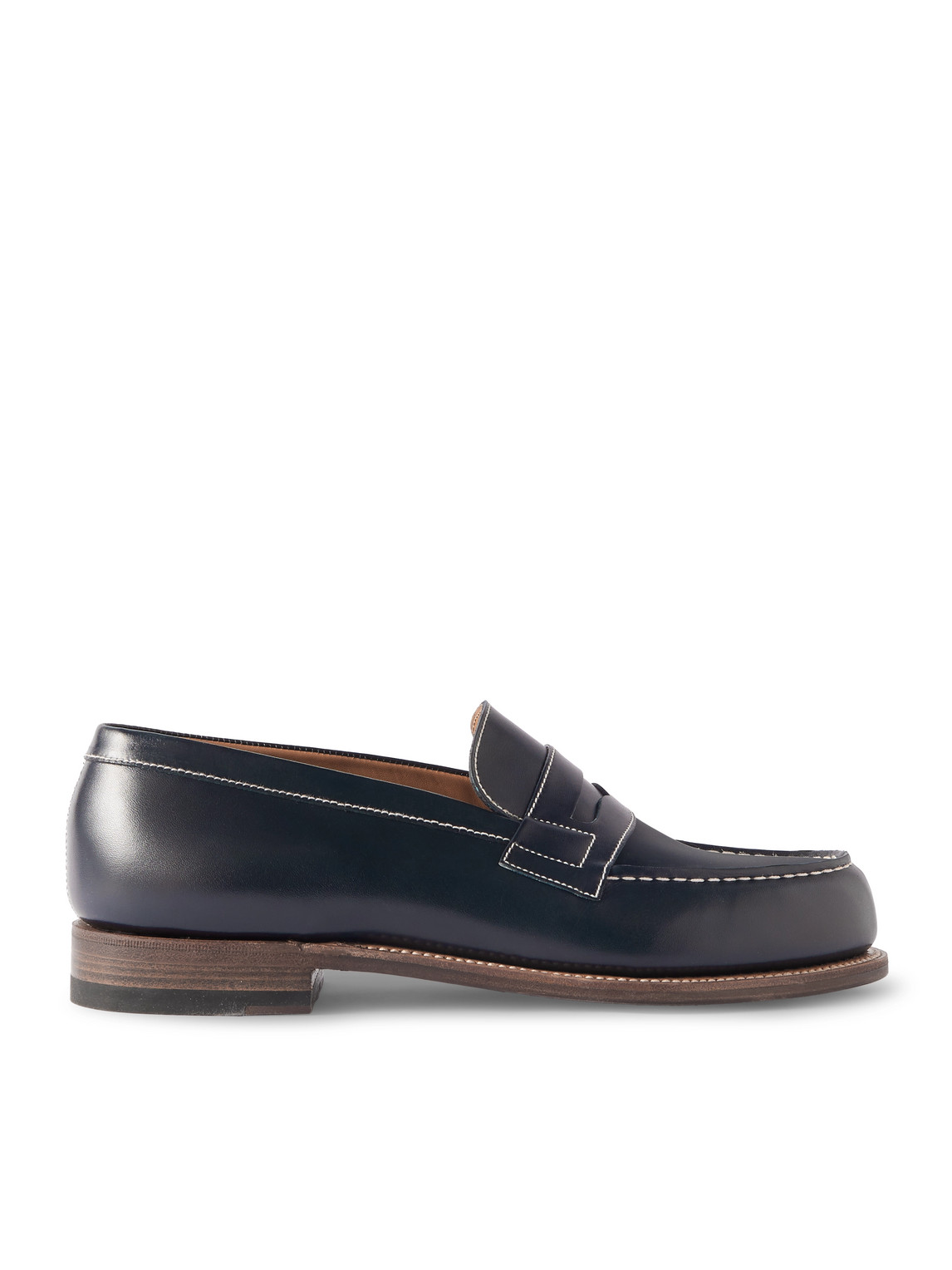 Jm Weston 180 Glossed-leather Loafers In Blue