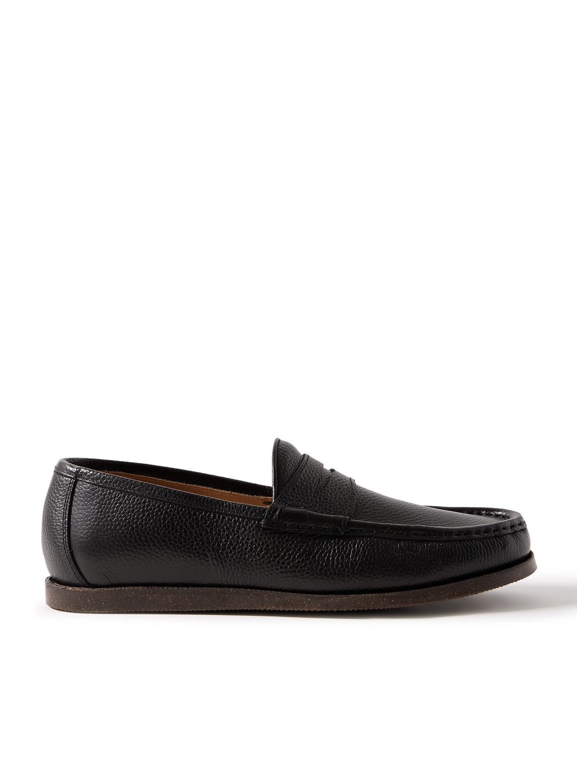 Yuketen Full-grain Leather Penny Loafers In Black