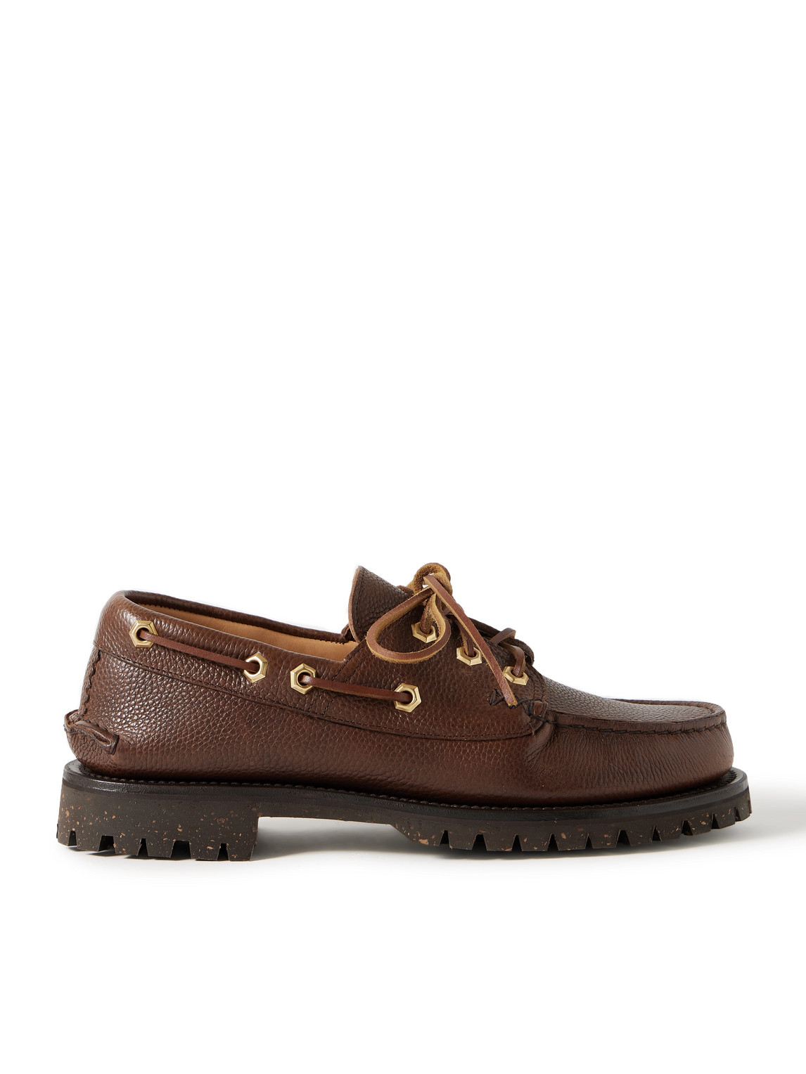 Yuketen Pebble-grain Leather Boat Shoes