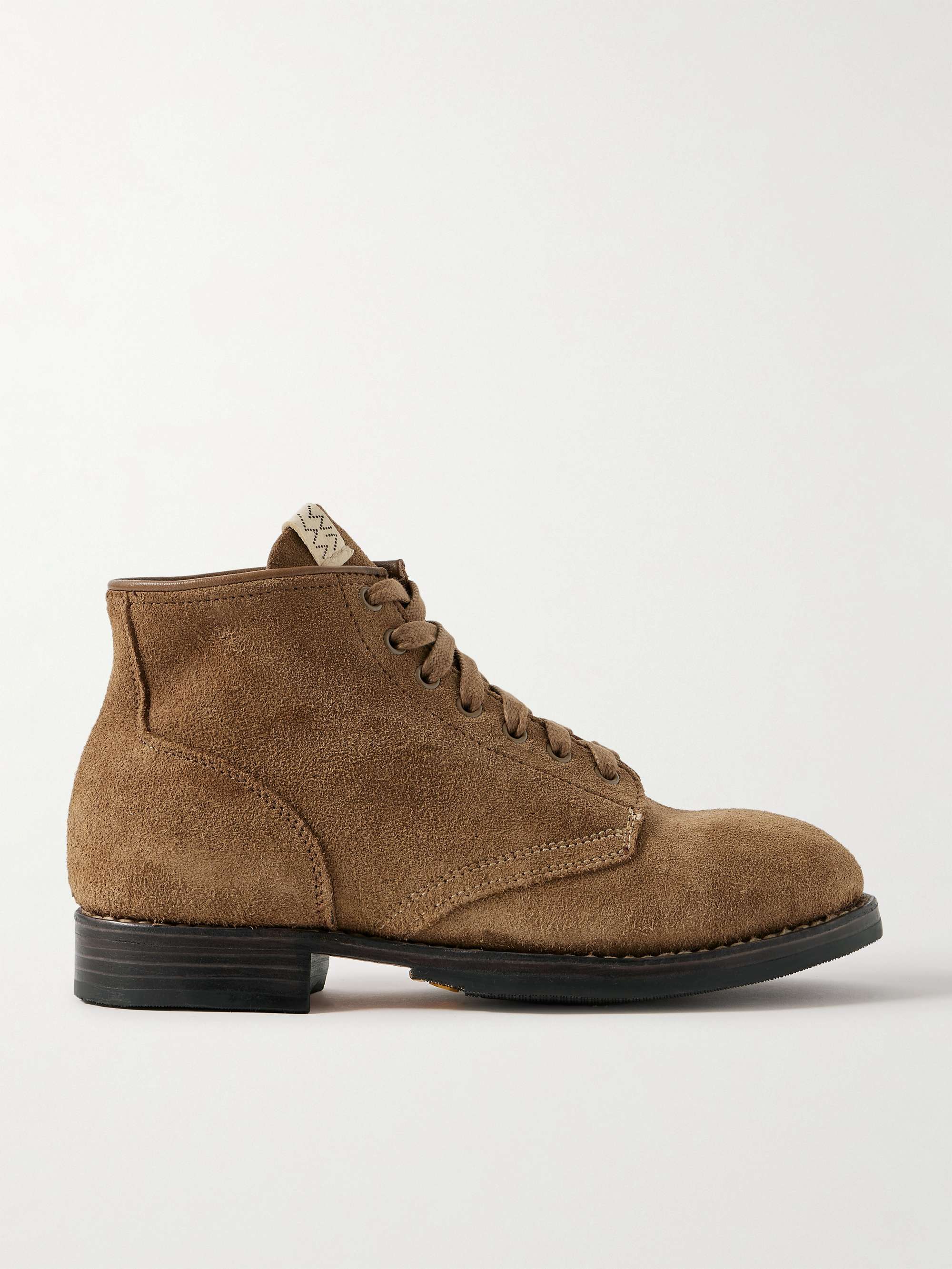 VISVIM Brigadier-Folk Leather-Trimmed Suede Boots for Men VISVIM Brigadier-Folk Leather-Trimmed Suede Boots for Men