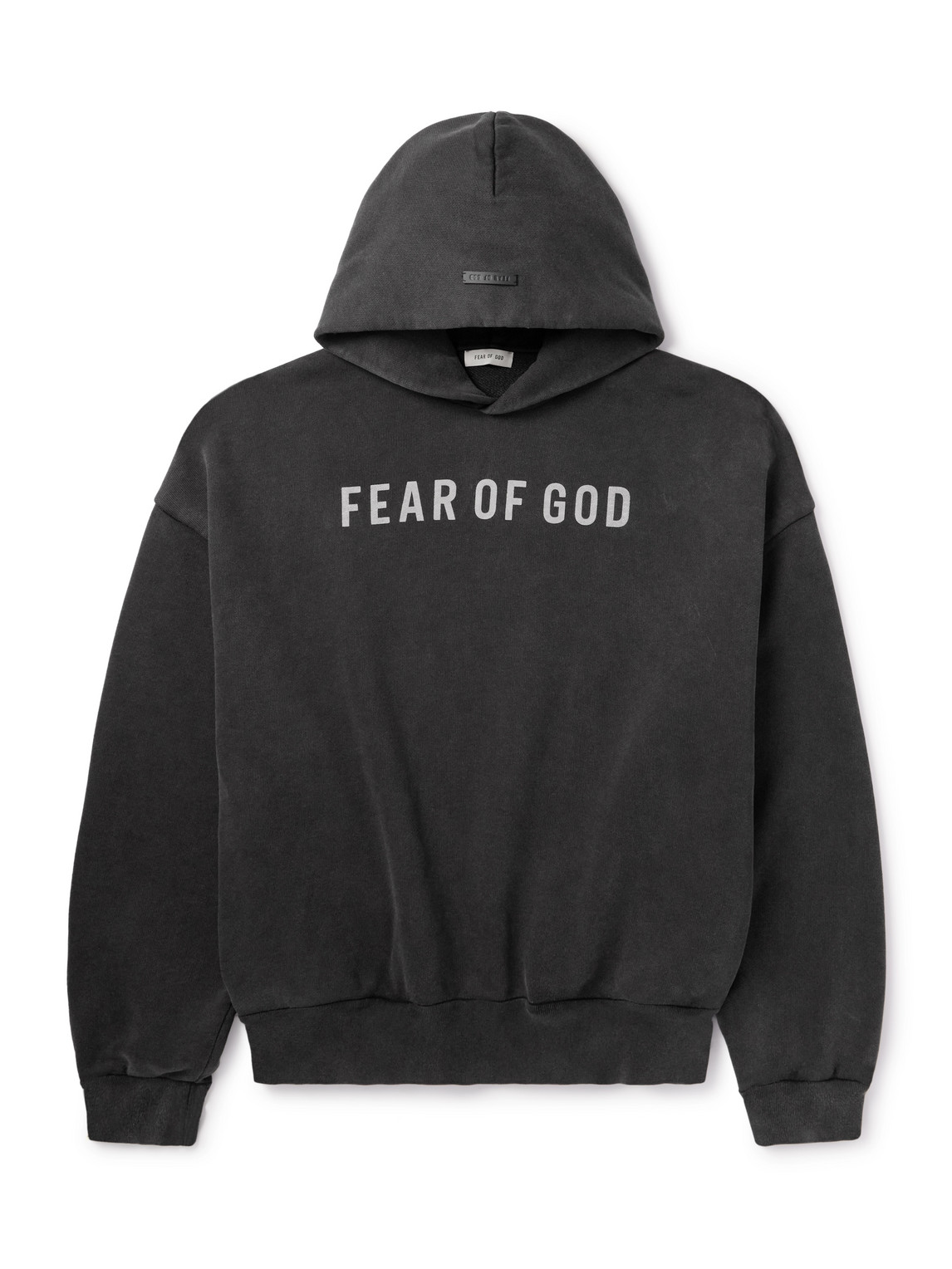 Fear Of God Printed Cotton-jersey Hoodie In Black