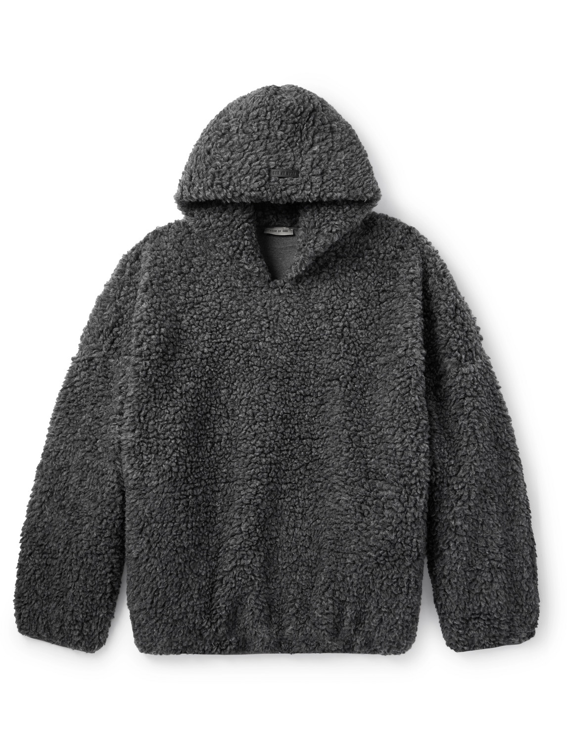 Fear Of God Oversized Wool-blend Fleece Hoodie In Gray