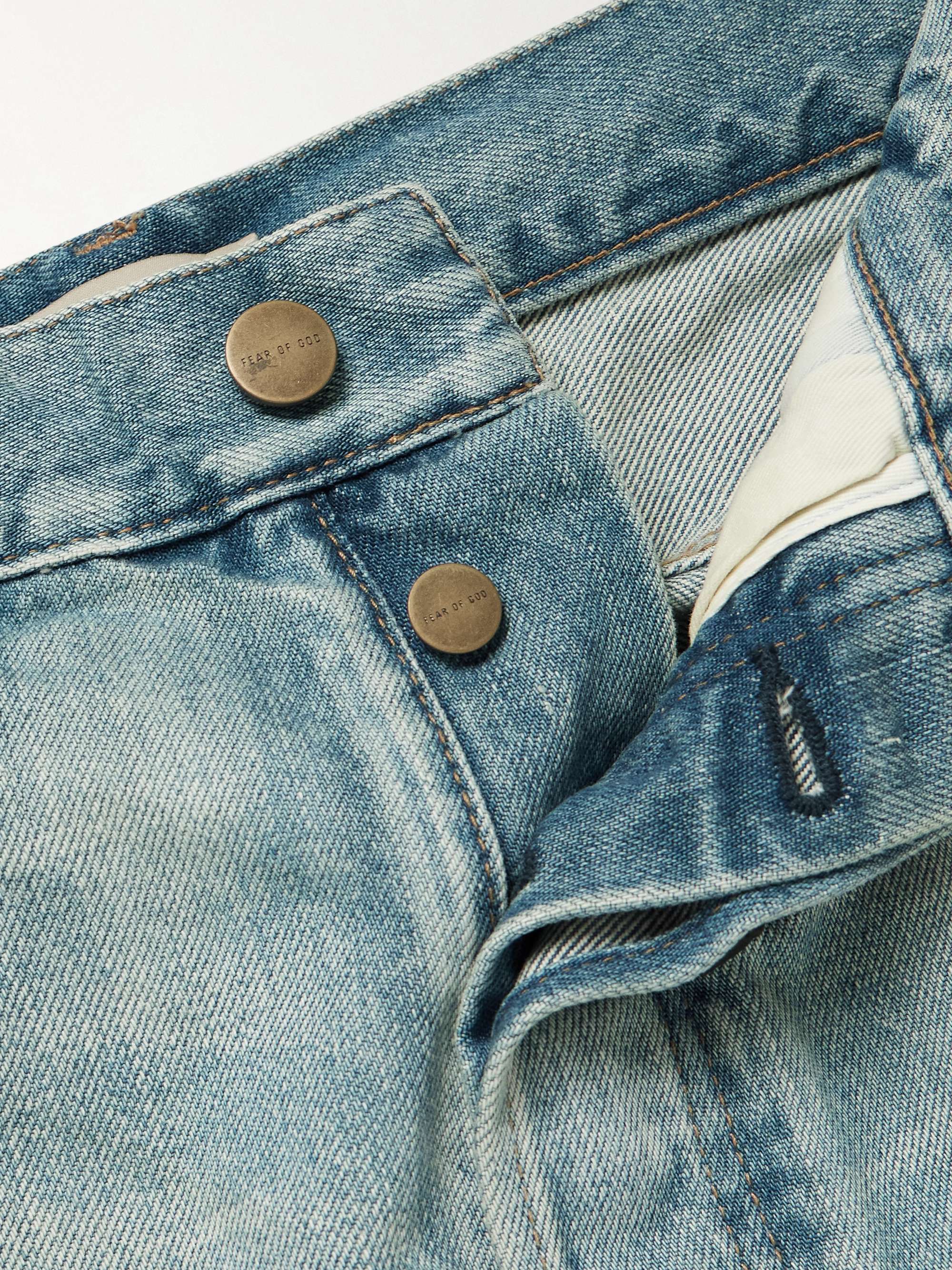 FEAR OF GOD Straight-Leg Logo-Appliquéd Frayed Jeans for Men