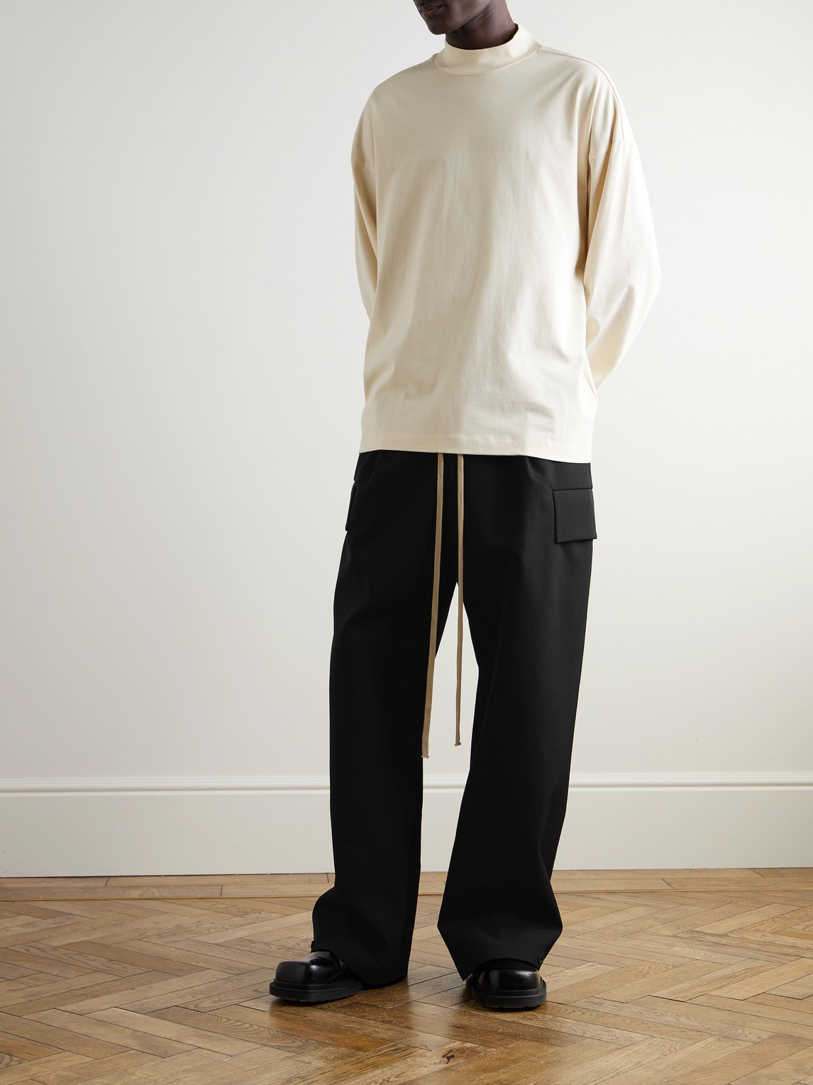 FEAR OF GOD WIDE-LEG WOOL AND COTTON-BLEND TWILL DRAWSTRING CARGO TROUSERS