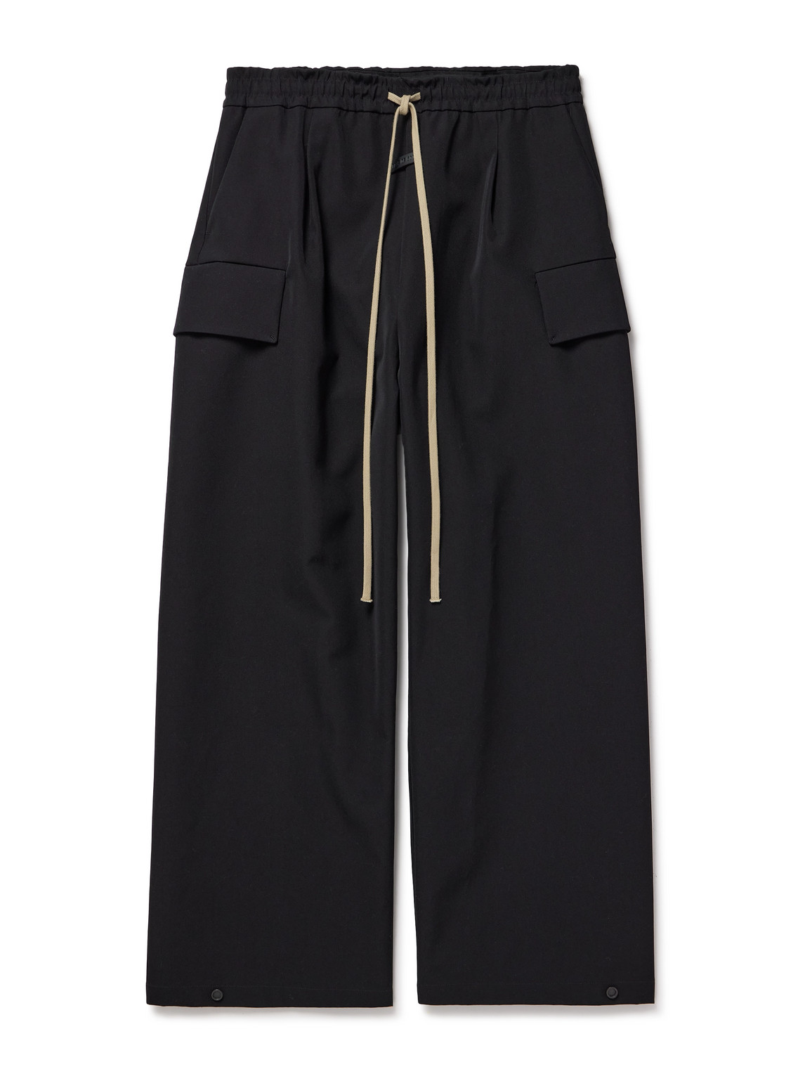 Fear Of God Wide-leg Wool And Cotton-blend Twill Drawstring Cargo Trousers In Black