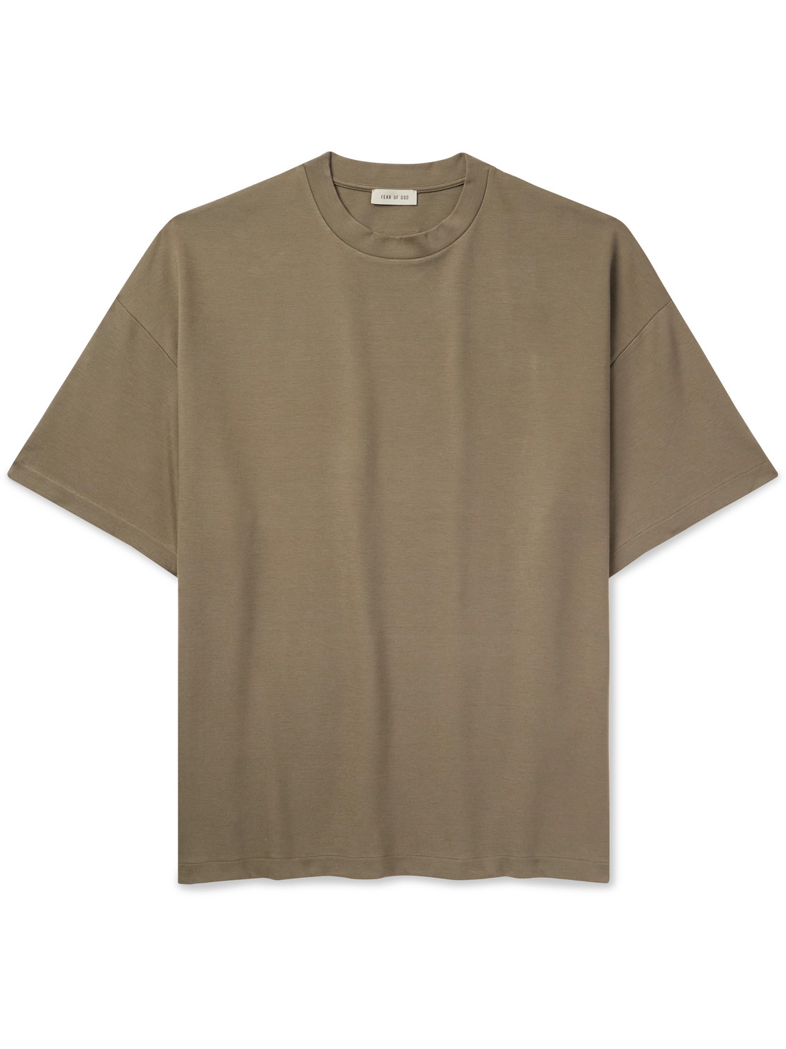 Fear Of God Logo-appliquéd Stretch-jersey T-shirt In Brown