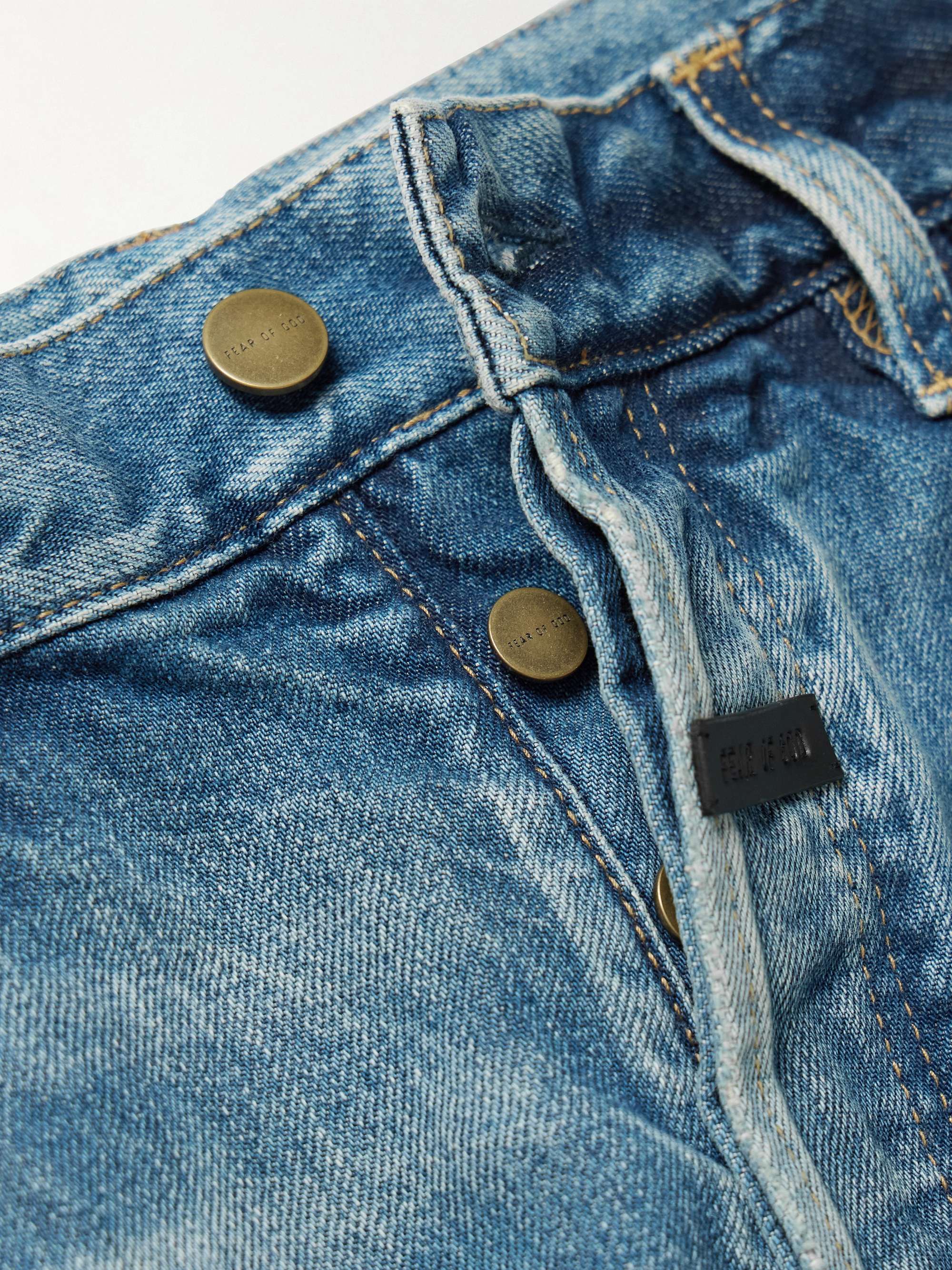 FEAR OF GOD Straight-Leg Logo-Appliquéd Distressed Jeans for