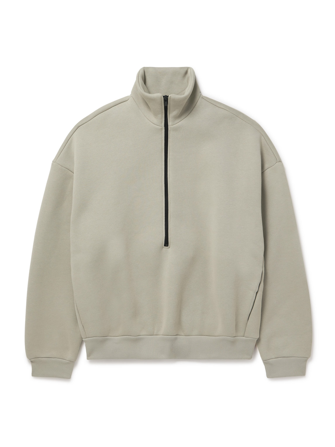 Fear Of God Oversized Cotton-blend Jersey Half-zip Sweatshirt In Gray