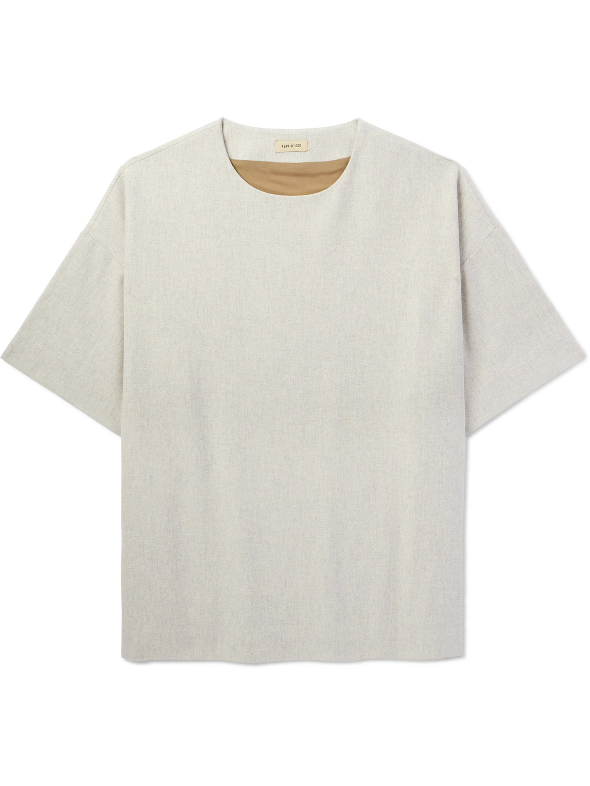 Fear Of God Logo-appliquéd Wool-blend Flannel T-shirt In Gray