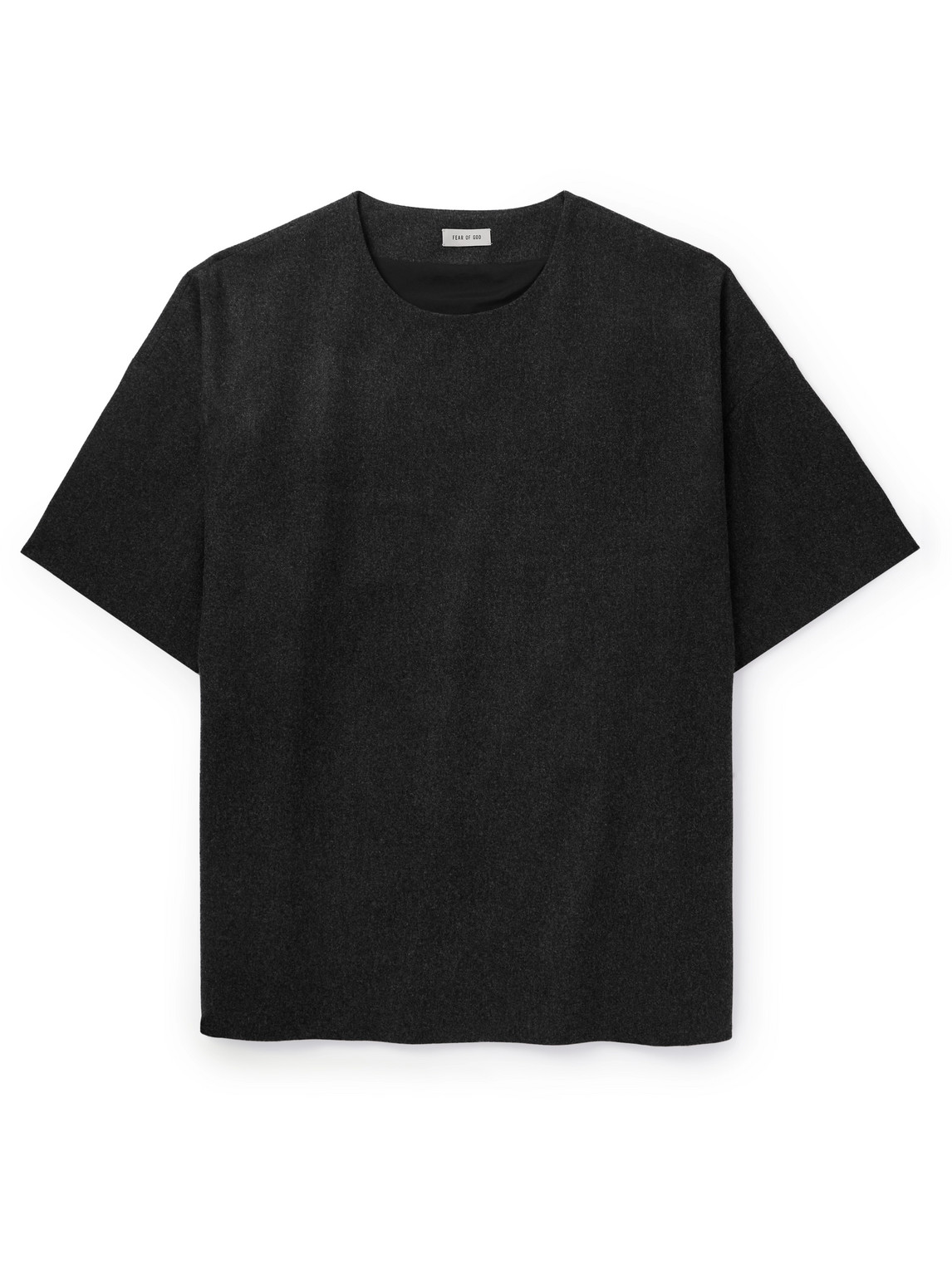 Fear Of God Logo-appliquéd Wool-blend Flannel T-shirt In Gray