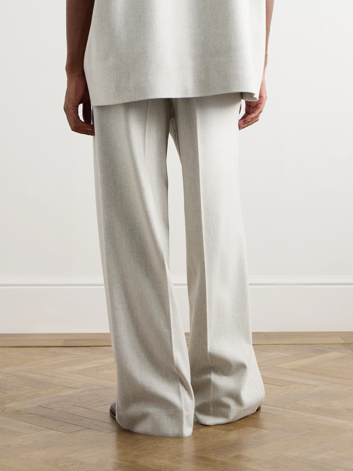 FEAR OF GOD WIDE-LEG PLEATED VIRGIN WOOL-BLEND FLANNEL TROUSERS