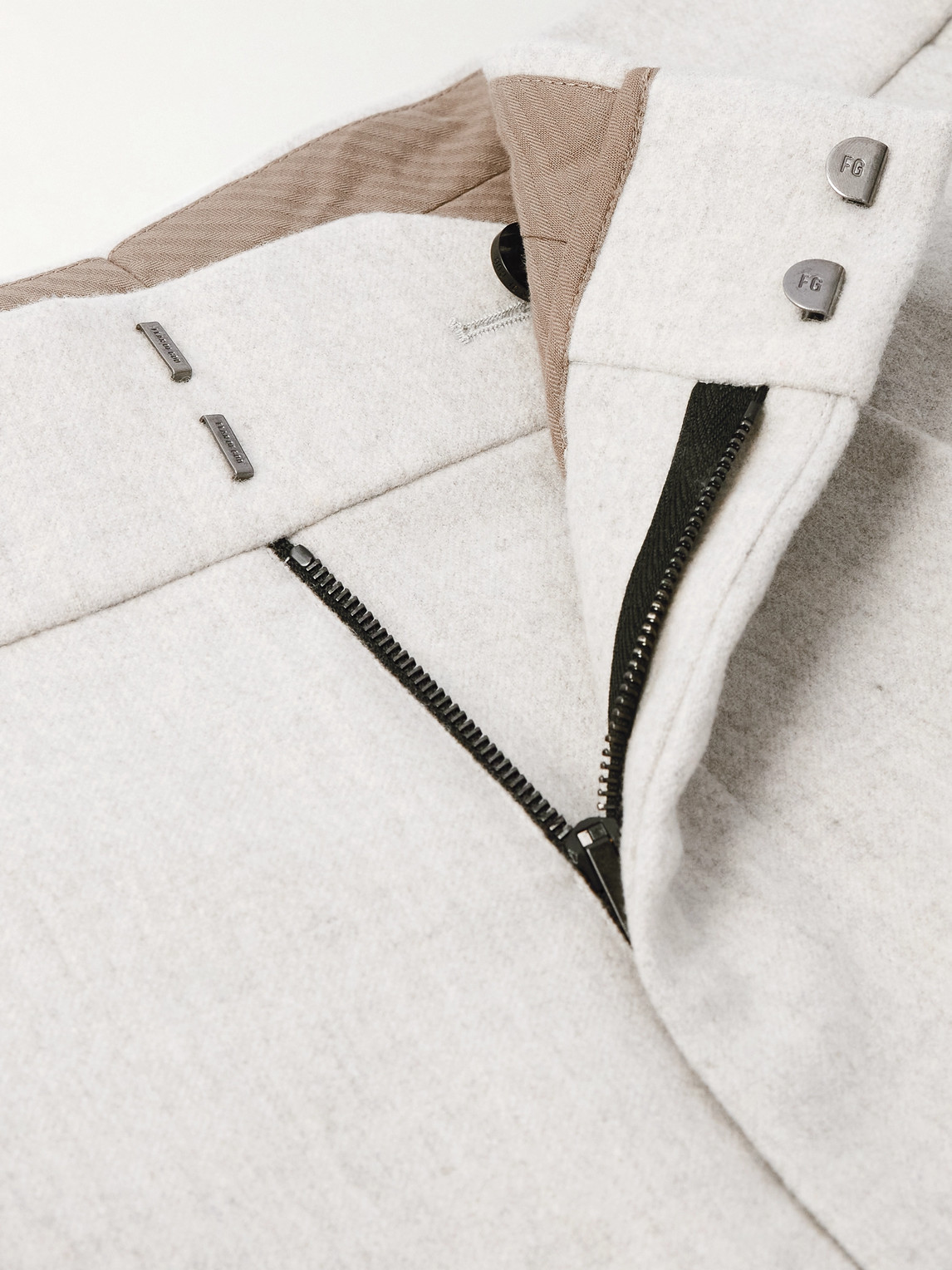 FEAR OF GOD WIDE-LEG PLEATED VIRGIN WOOL-BLEND FLANNEL TROUSERS