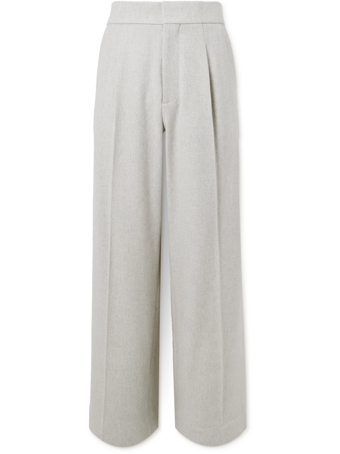 Fear Of God Wide-leg Pleated Virgin Wool-blend Flannel Trousers In Gray
