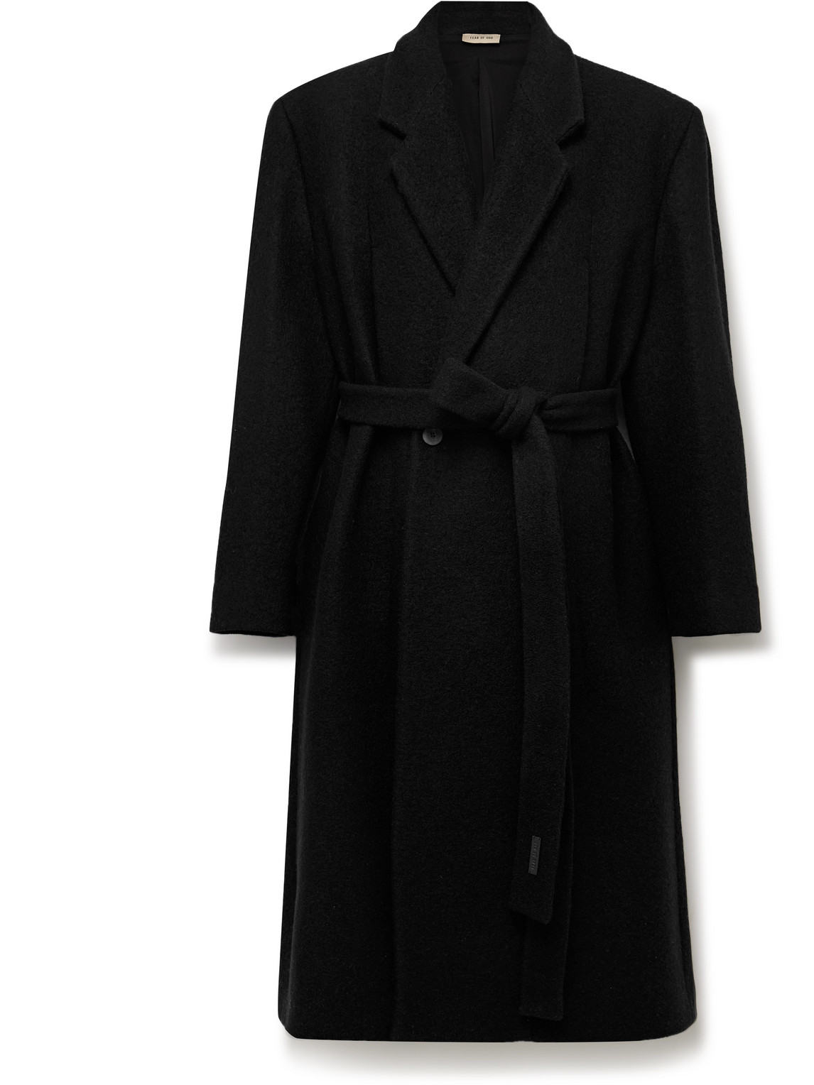Fear Of God Oversized Double-breasted Belted Boiled Virgin Wool Coat In Black
