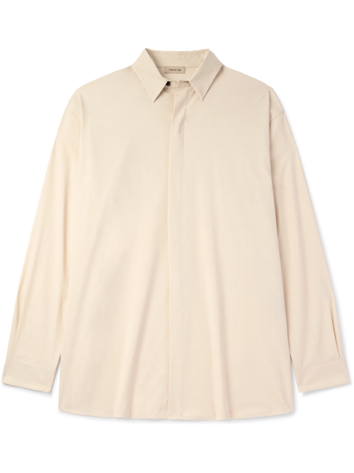 Fear Of God Oversized Stretch-cotton And Wool-blend Oxford Shirt In Neutrals