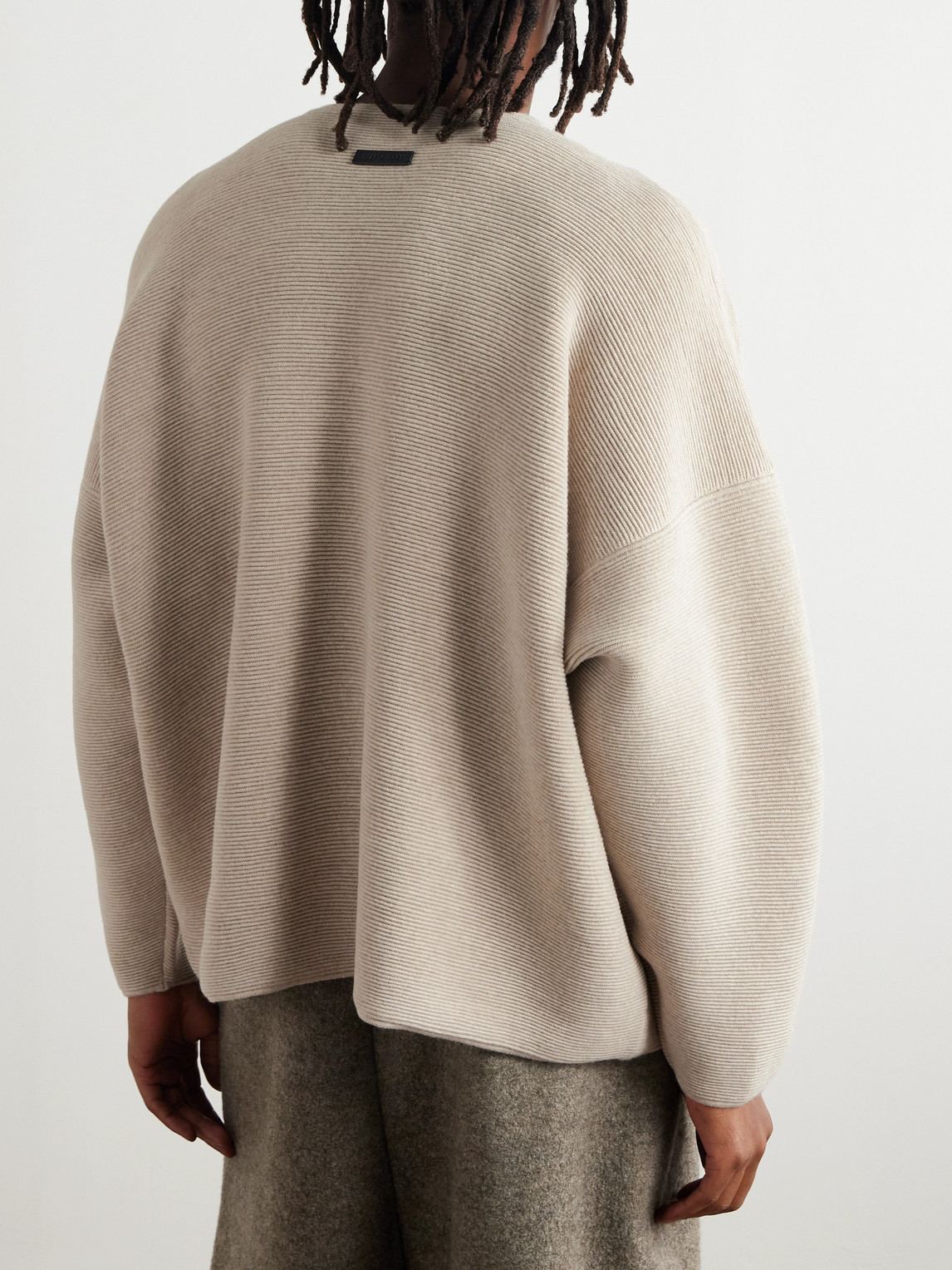 FEAR OF GOD LOGO-APPLIQUÉD RIBBED VIRGIN WOOL SWEATER