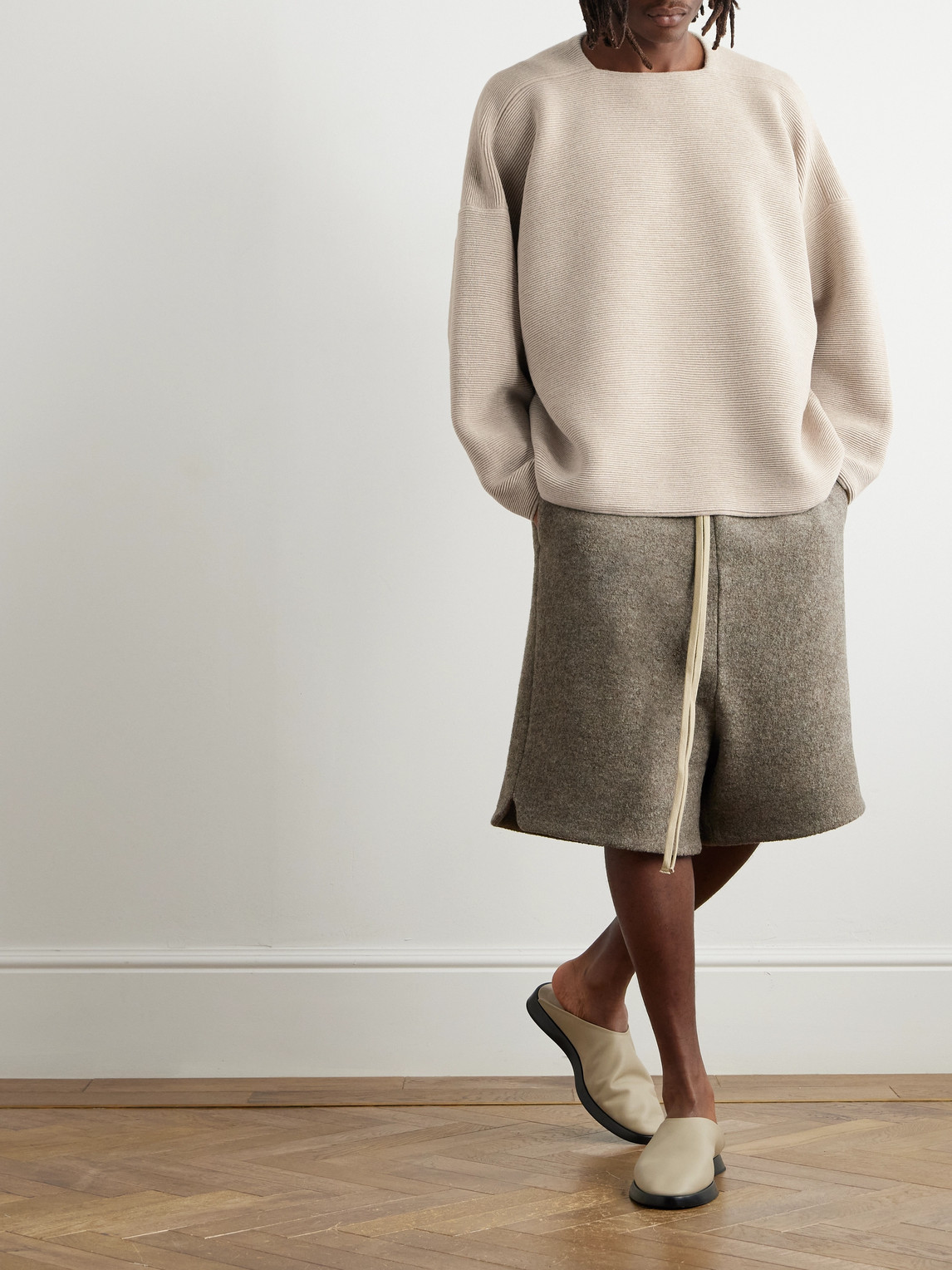 FEAR OF GOD LOGO-APPLIQUÉD RIBBED VIRGIN WOOL SWEATER