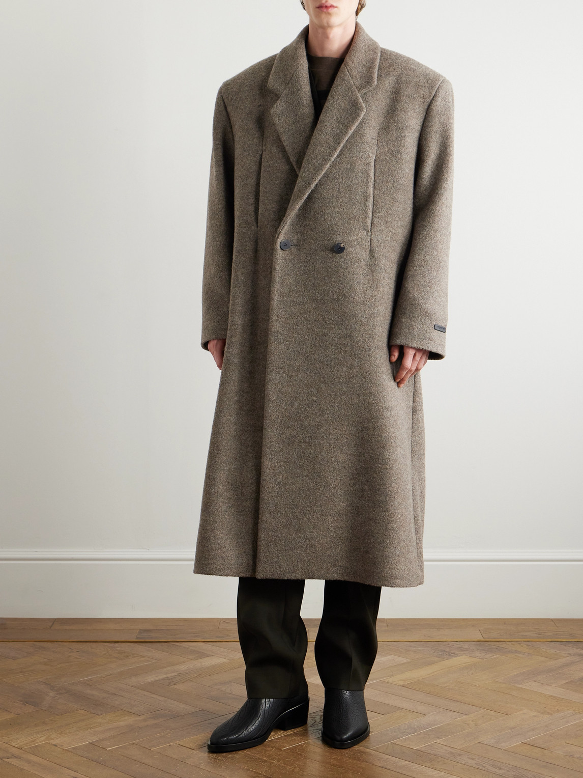 FEAR OF GOD OVERSIZED DOUBLE-BREASTED BOILED VIRGIN WOOL COAT