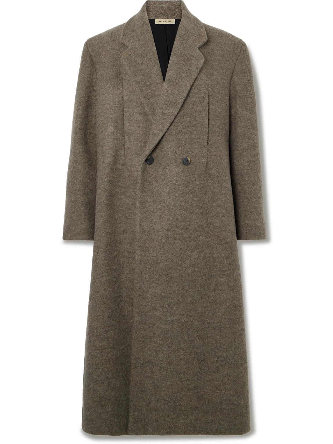Fear Of God Oversized Double-breasted Boiled Virgin Wool Coat In Brown