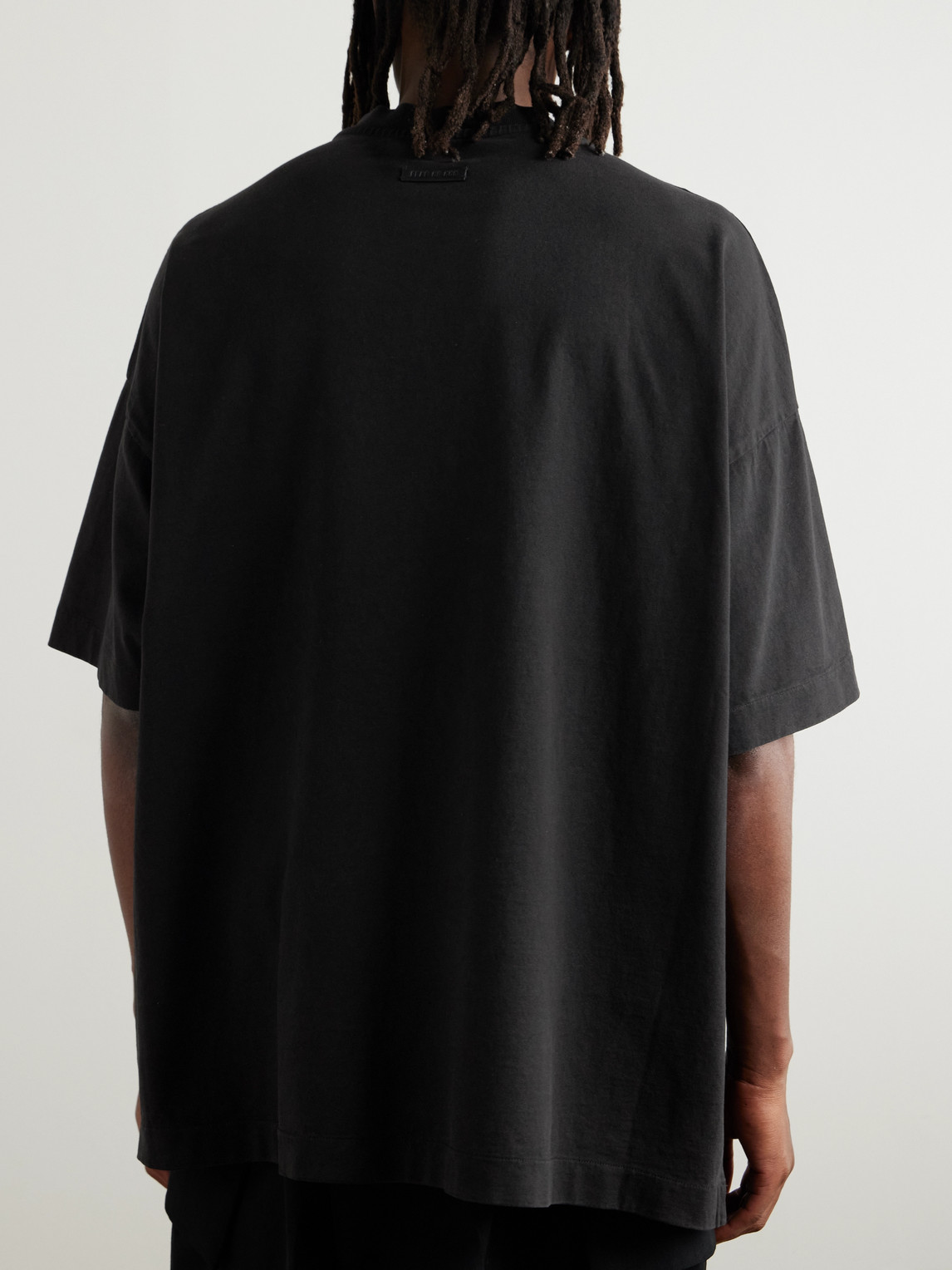 Shop Fear Of God Oversized Logo-print Cotton-jersey T-shirt In Black