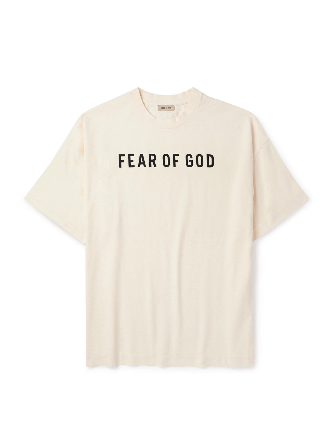 Fear Of God Oversized Logo-print Cotton-jersey T-shirt In Neutrals