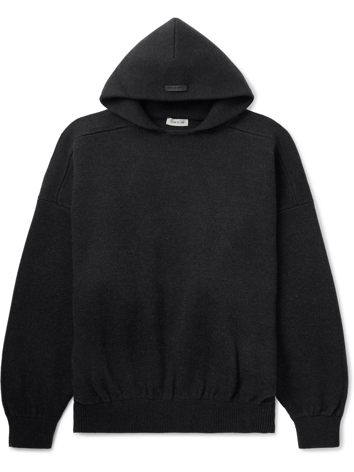 Fear Of God Logo-appliquéd Merino Wool Hoodie In Black