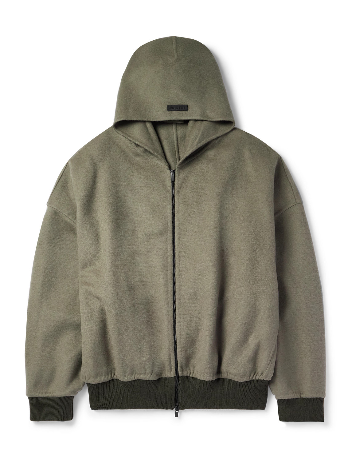 Fear Of God Logo-appliquéd Wool And Cashmere-blend Hooded Bomber Jacket In Green