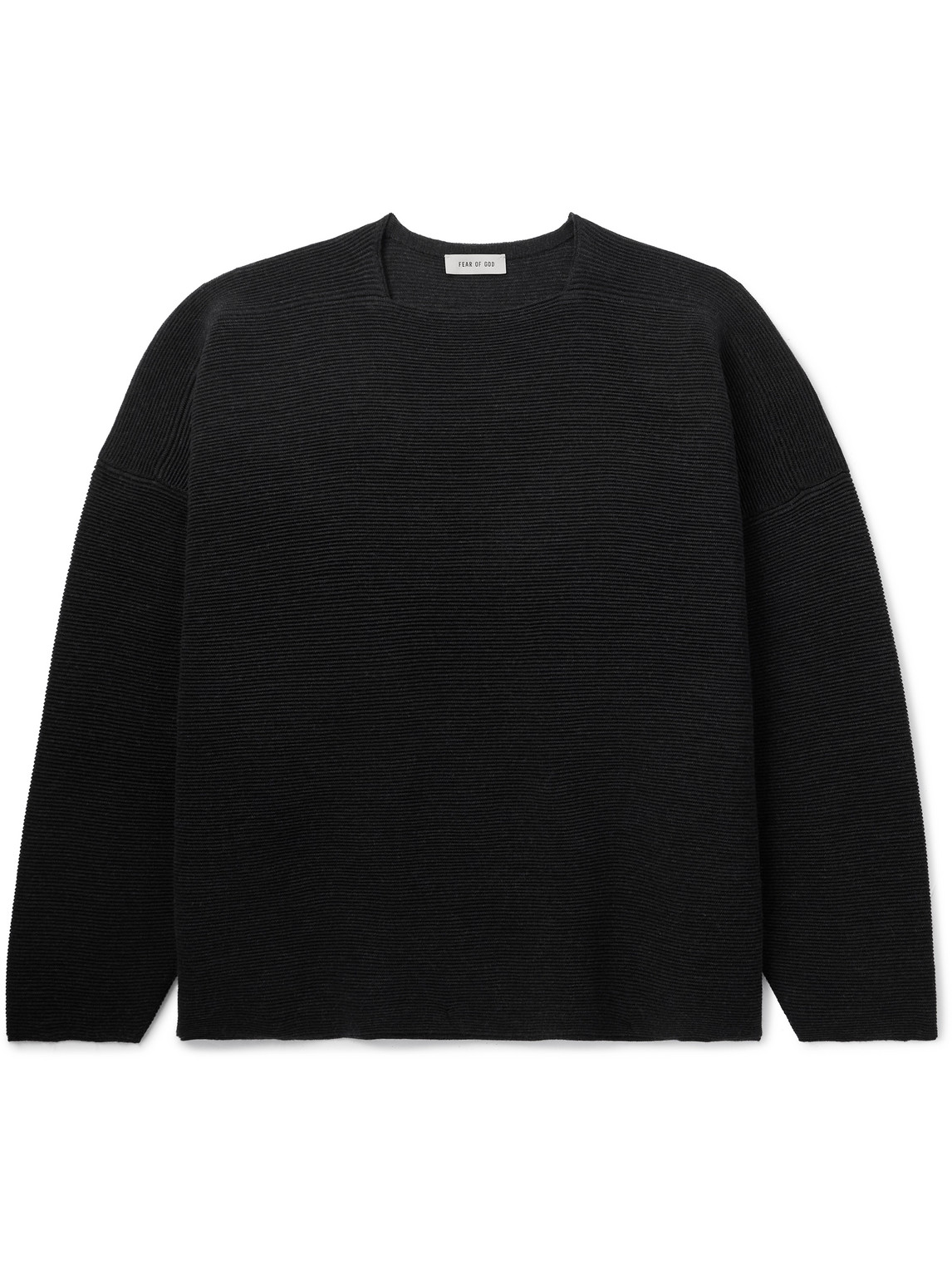 Fear Of God Logo-appliquéd Ribbed Virgin Wool Sweater In Black