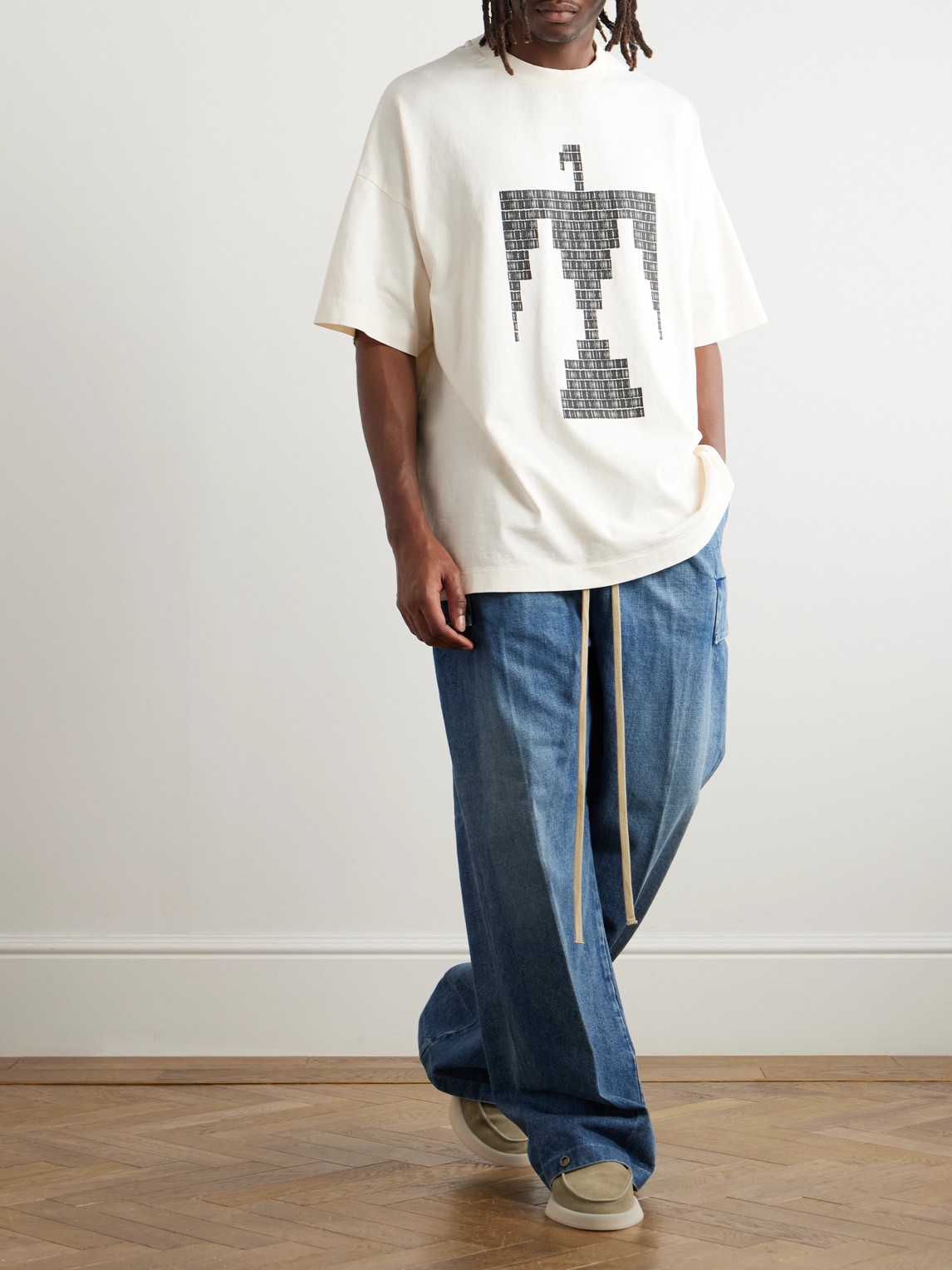 Shop Fear Of God Thunderbird Oversized Printed Cotton-jersey T-shirt In Neutrals