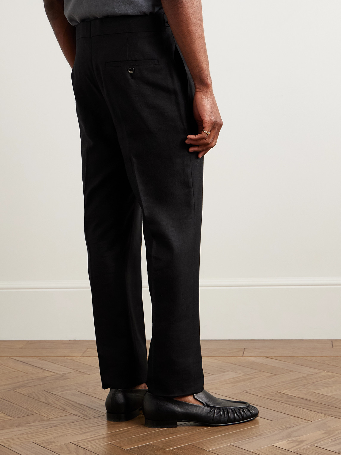 Gabriela Hearst Sebastian Slim-fit Straight-leg Wool, Silk And Linen-blend Twill Trousers In Black