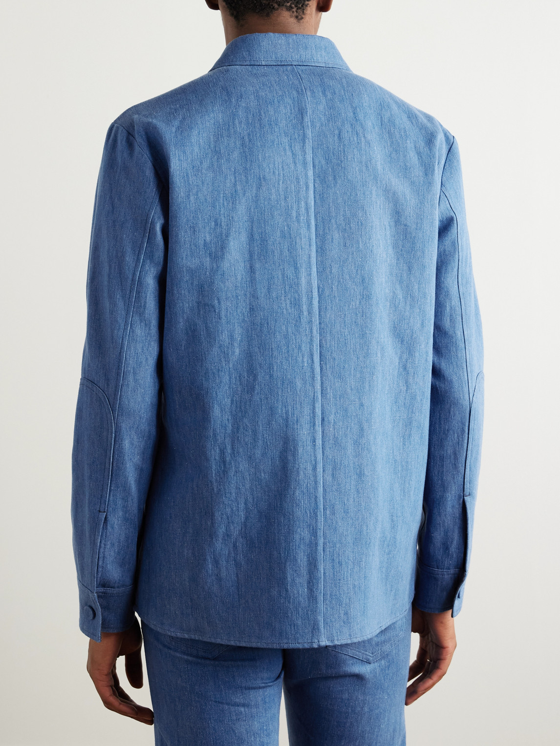 Gabriela Hearst Everly Cotton And Linen-blend Chambray Overshirt In Blue