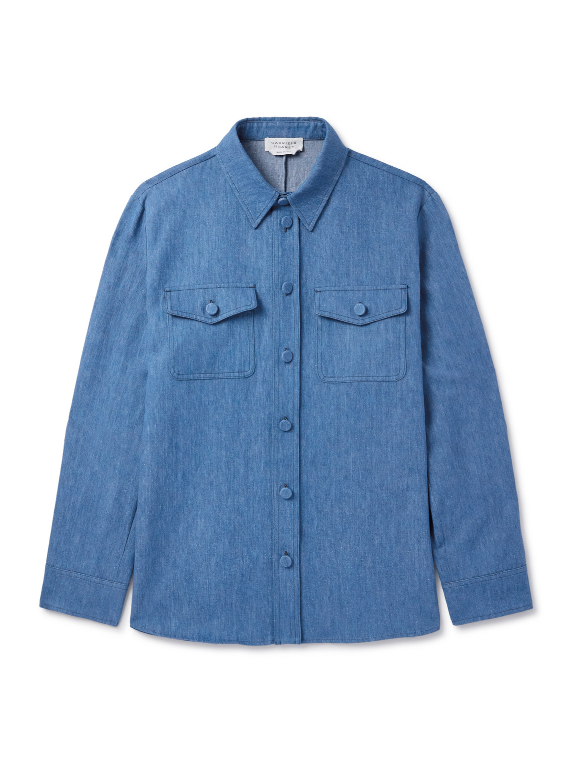 Gabriela Hearst Everly Cotton And Linen-blend Chambray Overshirt In Blue