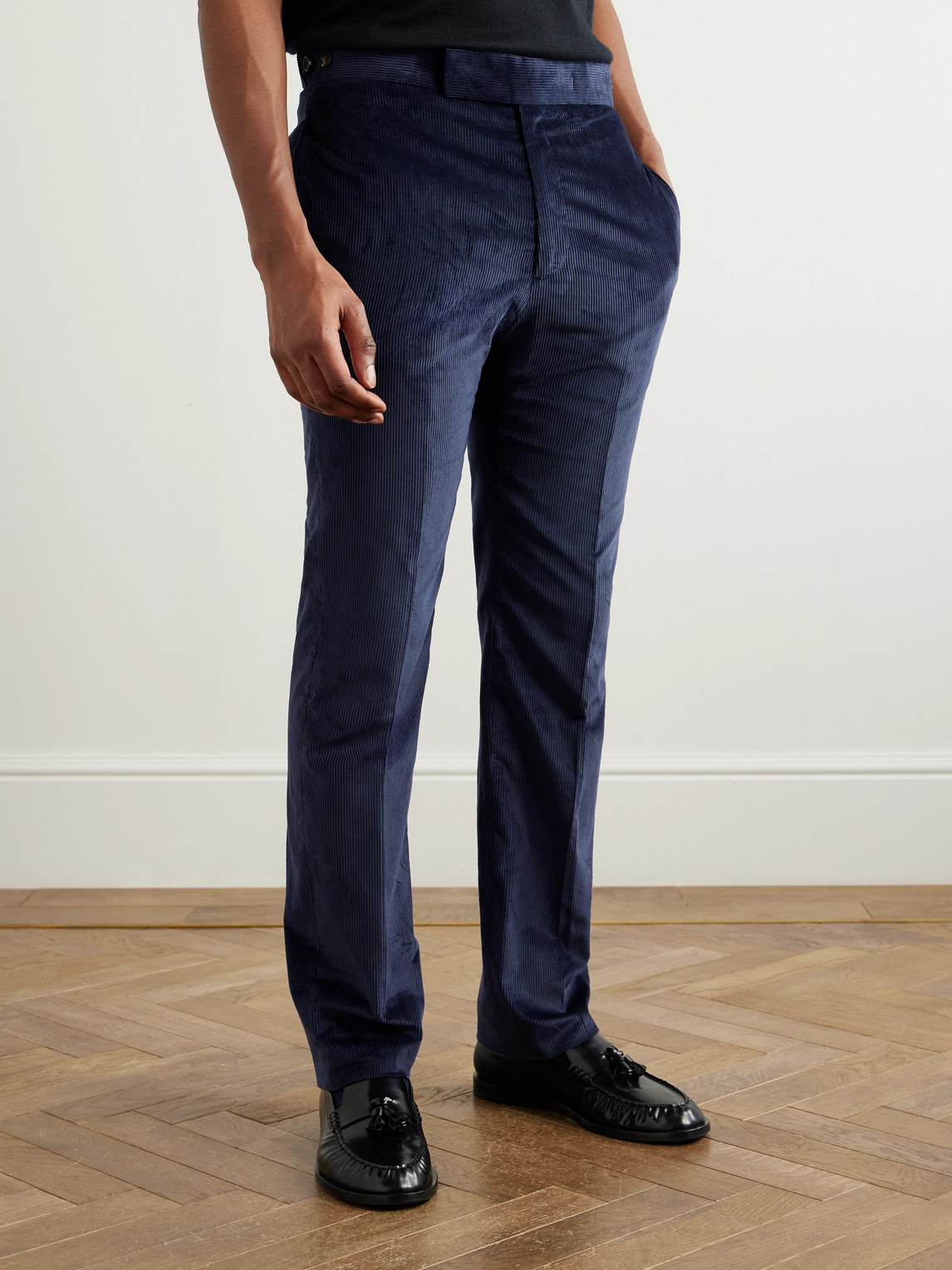 Gabriela Hearst Sebastian Straight-leg Cotton-corduroy Suit Trousers In Blue