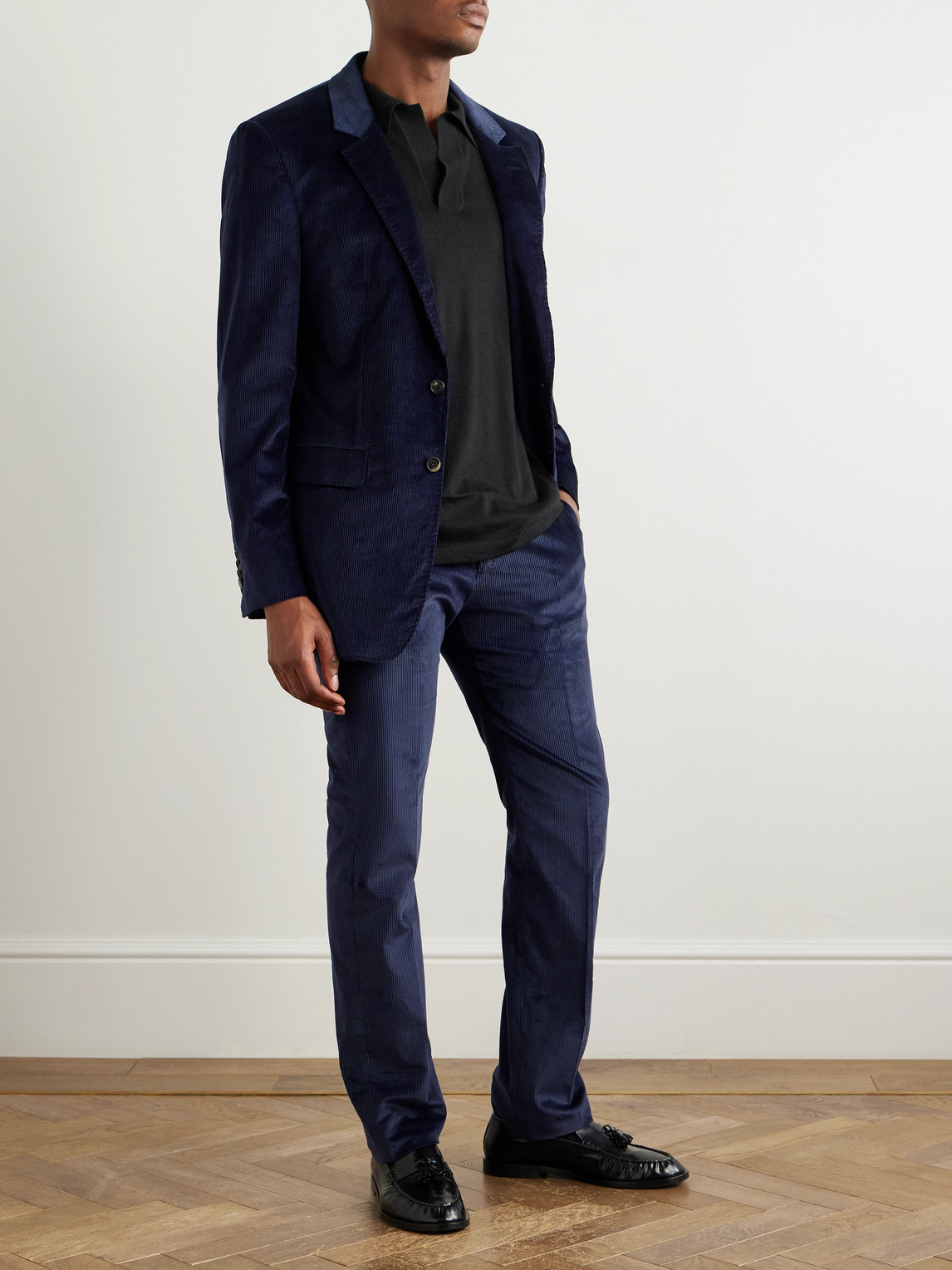 Gabriela Hearst Sebastian Straight-leg Cotton-corduroy Suit Trousers In Blue
